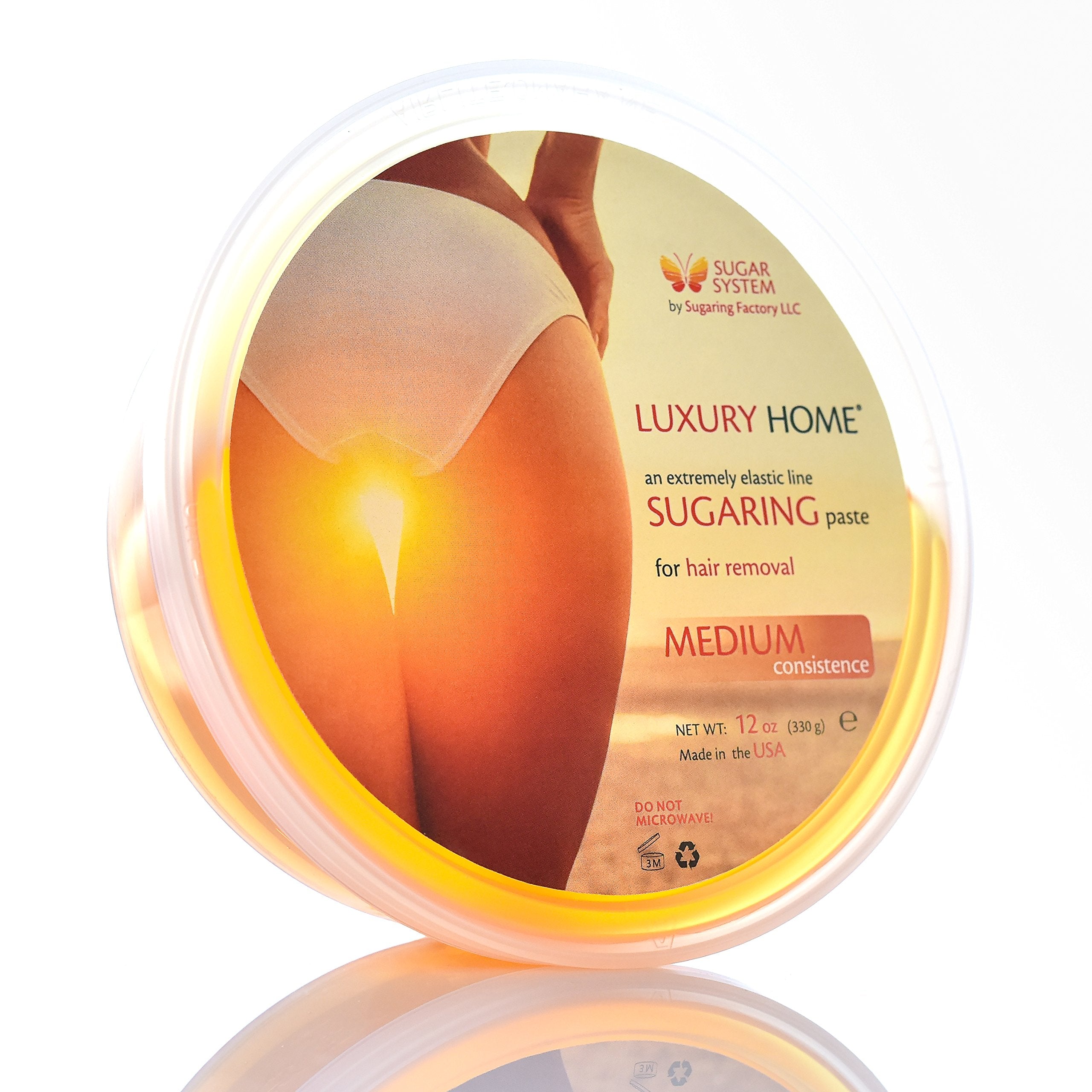 Sugaring Hair Removal Kit - Medium Luxury Home Wax for All Body, Universal Organic Depilation from USA, 12 oz - For Women and Me