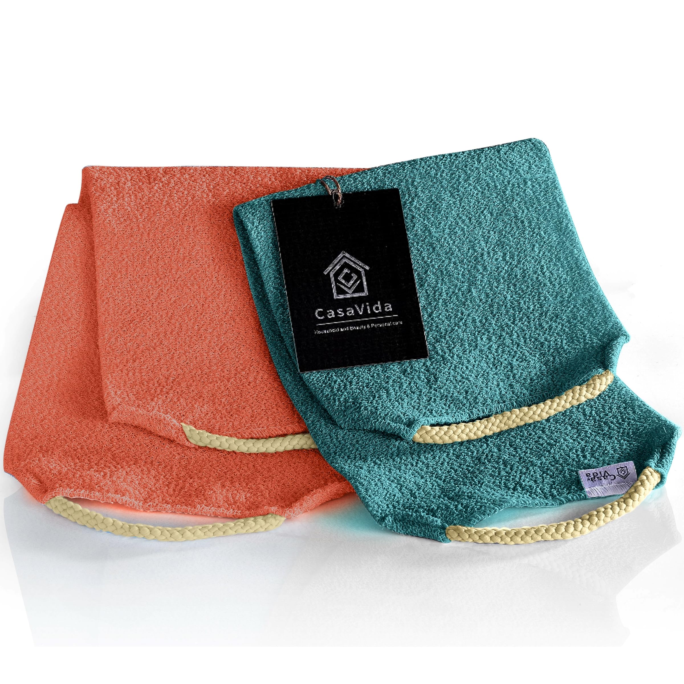 Casavida Back Scrubber For Shower - Exfoliating Body Scrubber Cloth Nylon Japanese Stretchable Bath Exfoliating Washcloth Wash R