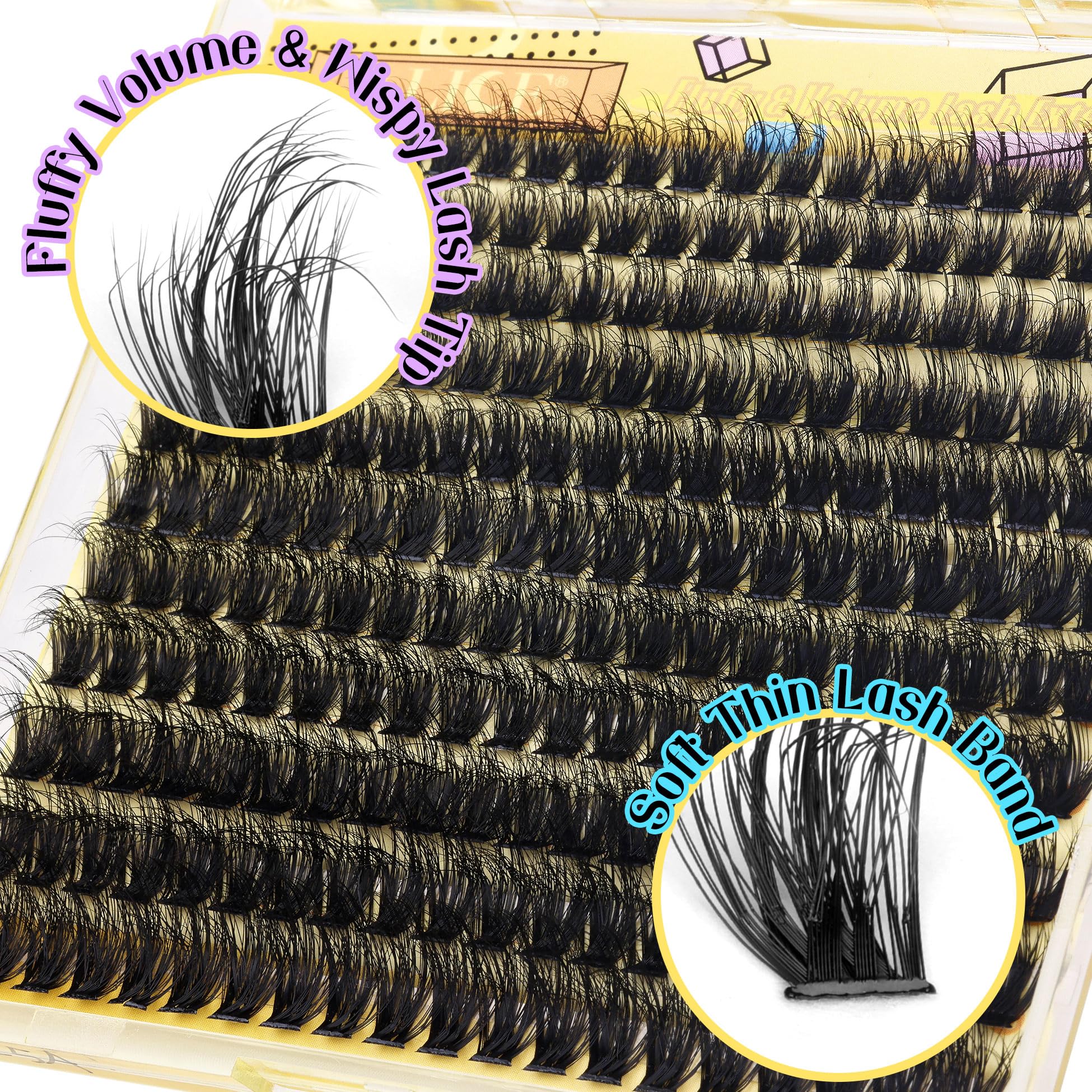 Alice Fluffy Volume Lash Clusters Kit Lash Extension Kit Thick 3D Wispy Diy Eyelash Extension Kit With 220Pcs Mink Look Individu
