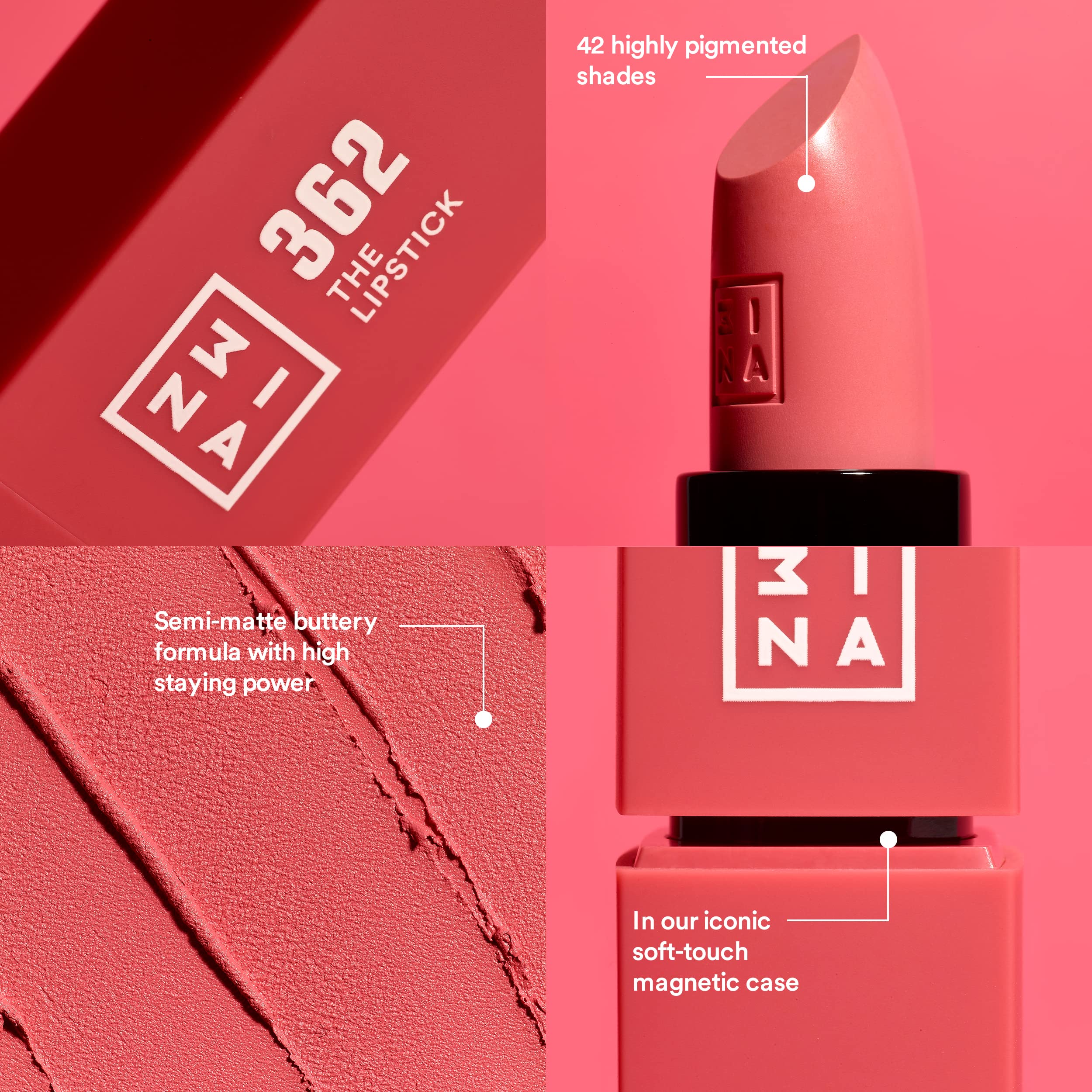 3Ina Makeup - Vegan - Cruelty Free - The Lipstick 845 - Blue Lipstick - 5H Lasting Lipstick - Highly Pigmented - Matte - Vanilla