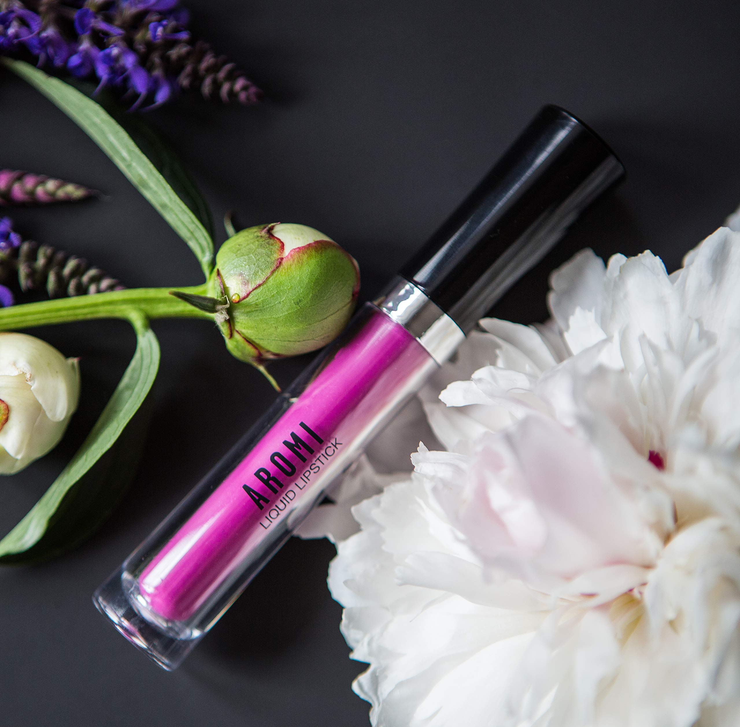 Aromi Bright Pink Matte Liquid Lipstick | Magenta Fuchsia Lip Color With Blue Undertones, Vegan, Cruelty-Free, Smudge Proof, Sta