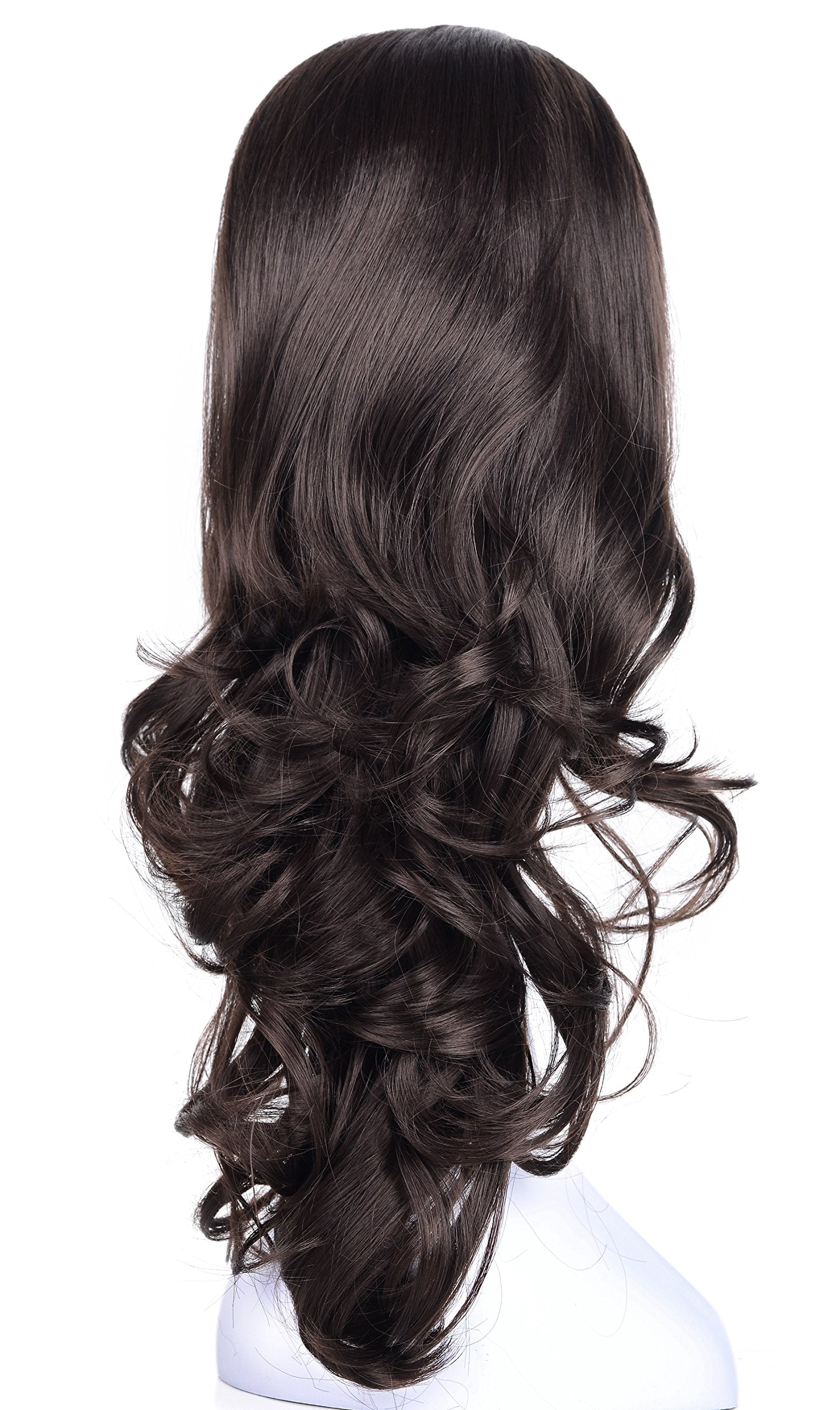 Onedor 23'' Curly Hair Women Ladies 3/4 Half Wig Premium Japanese Synthetic Kanekalon Fibers Wigs With Secured Mesh Head Cap (R6