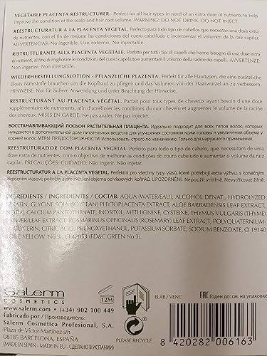 Salerm Vegetable Placenta Restructurer, 4 x .44 oz vials