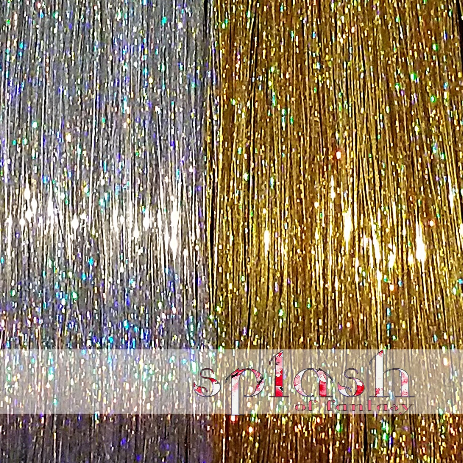 40 inch Hair Tinsel 200 Strands Two Colors : Sparkling Silver & Sparkling Gold