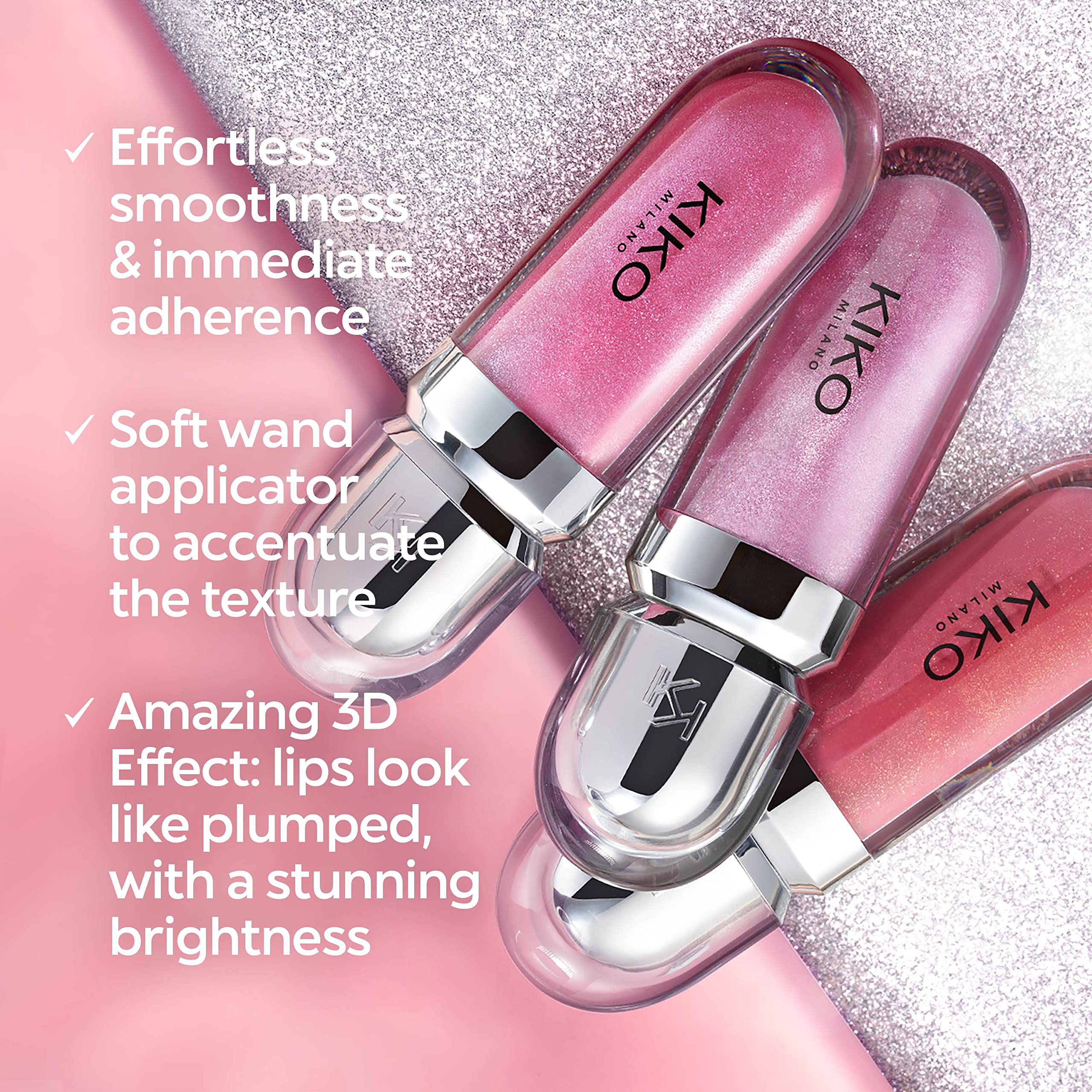 Kiko MILANO 3D Hydra Lipgloss - Pearly Natural Rose, 1 oz, Softening Lip Gloss for a 3D Look, Model KM000000188032B