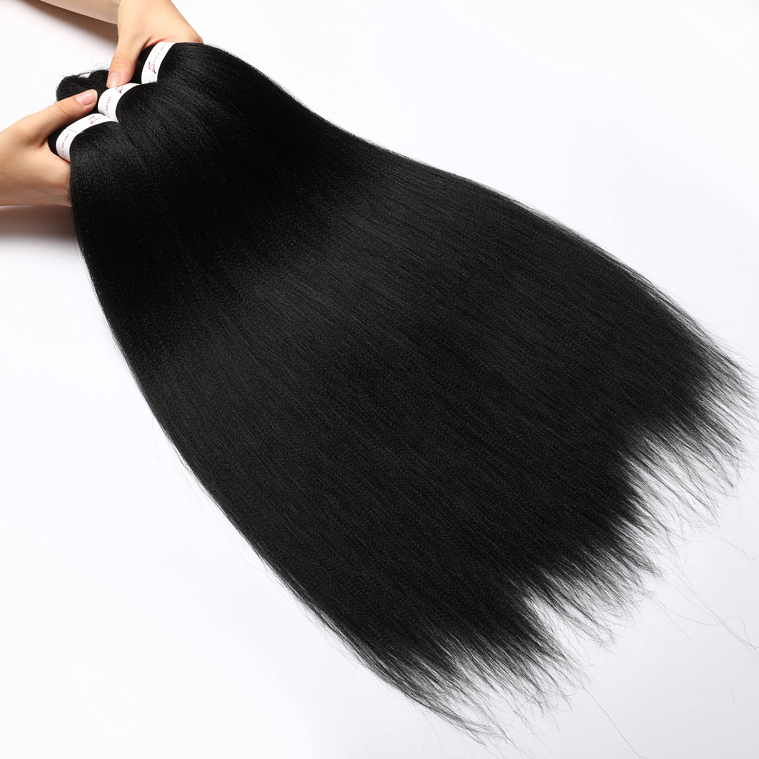 Pre Stretched Braiding Hair Natural Black - 20''8 Packs Braid Crochet Hair Hot Water Setting Professional Soft Yaki Texture (20I
