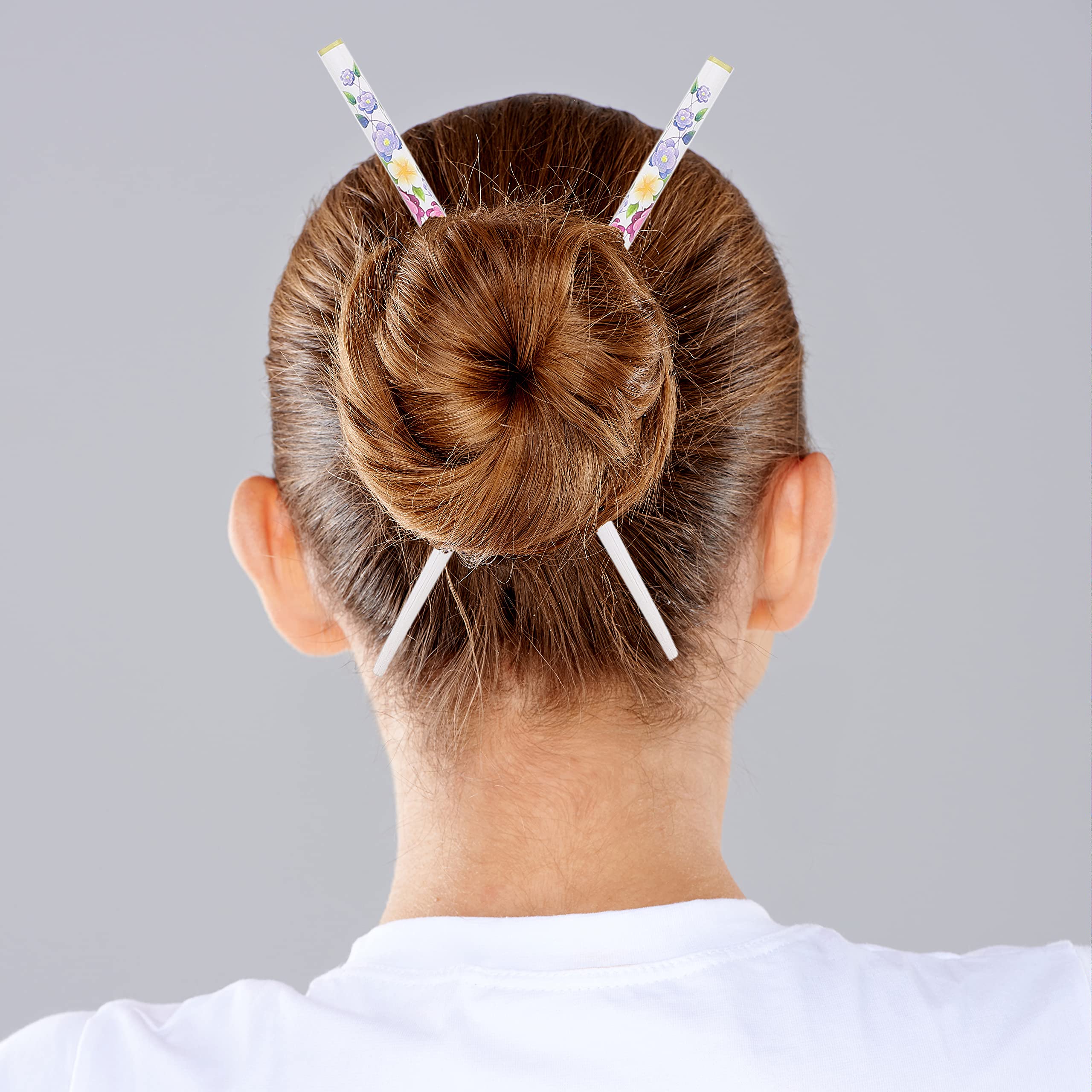 Floral Hair Sticks Chopsticks - Pack of 2-White