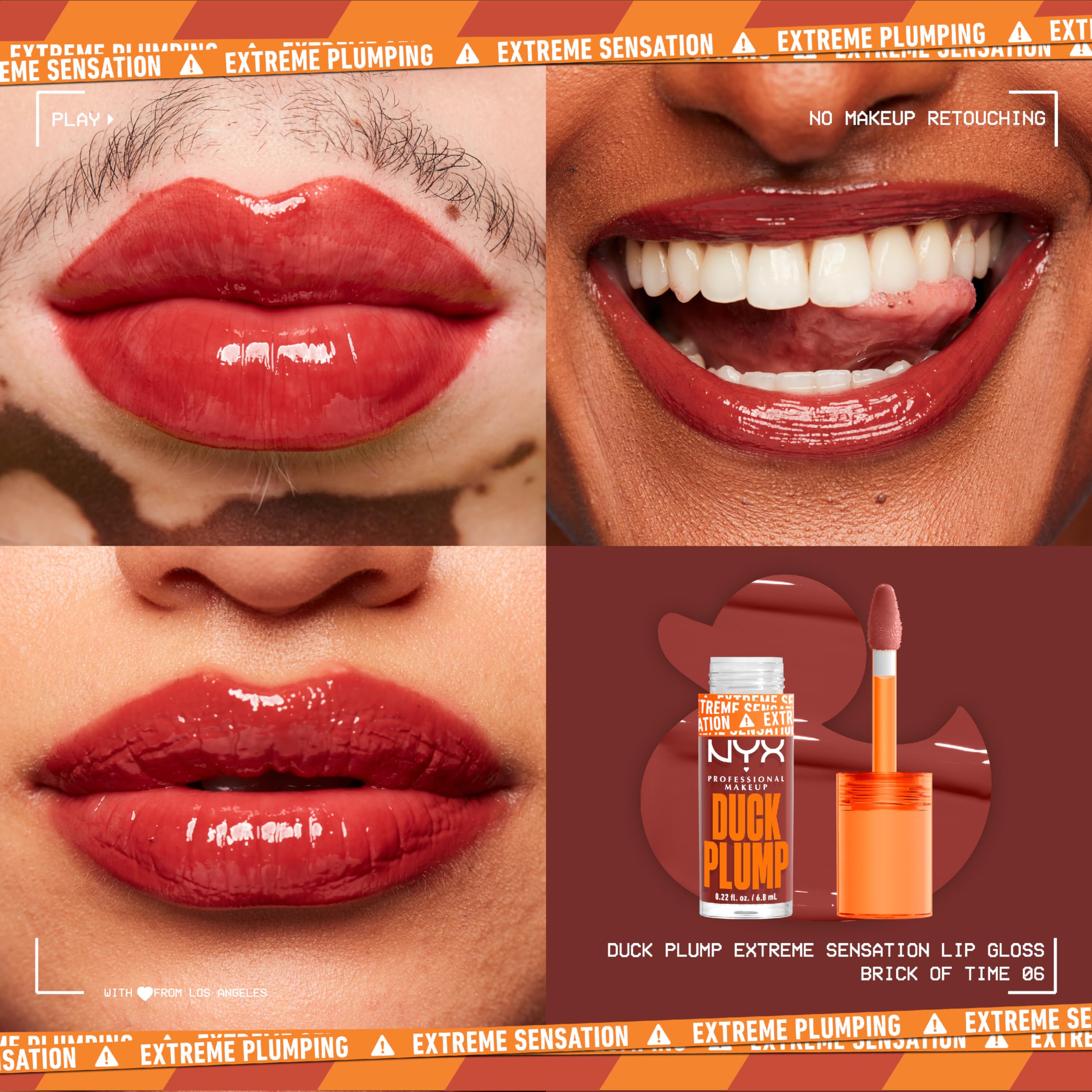 NYX PROFESSIONAL MAKEUP Duck Plump High Pigment Lip Gloss, Lip Plumper Gloss with Spicy Ginger - Brick Of Time