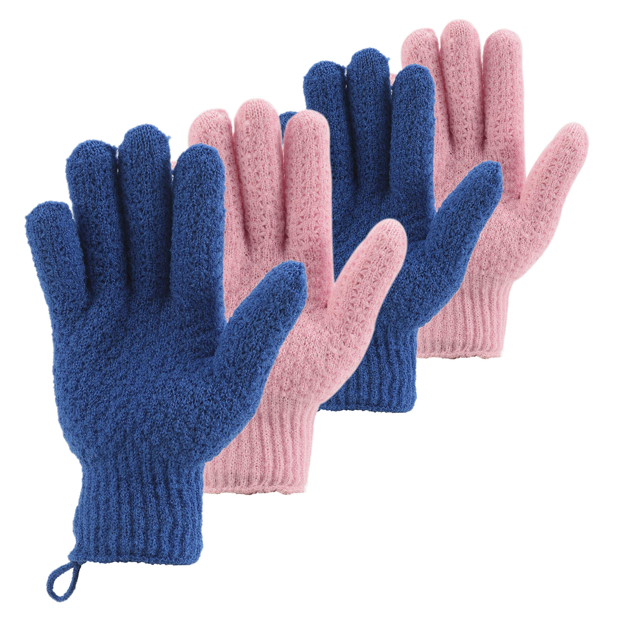 cLEEDY Bath Exfoliating gloves Scrub - 4 pcs (2 Pair) Lengthened and Large Exfoliating Scrubbing gloves for Shower, Spa, Massage