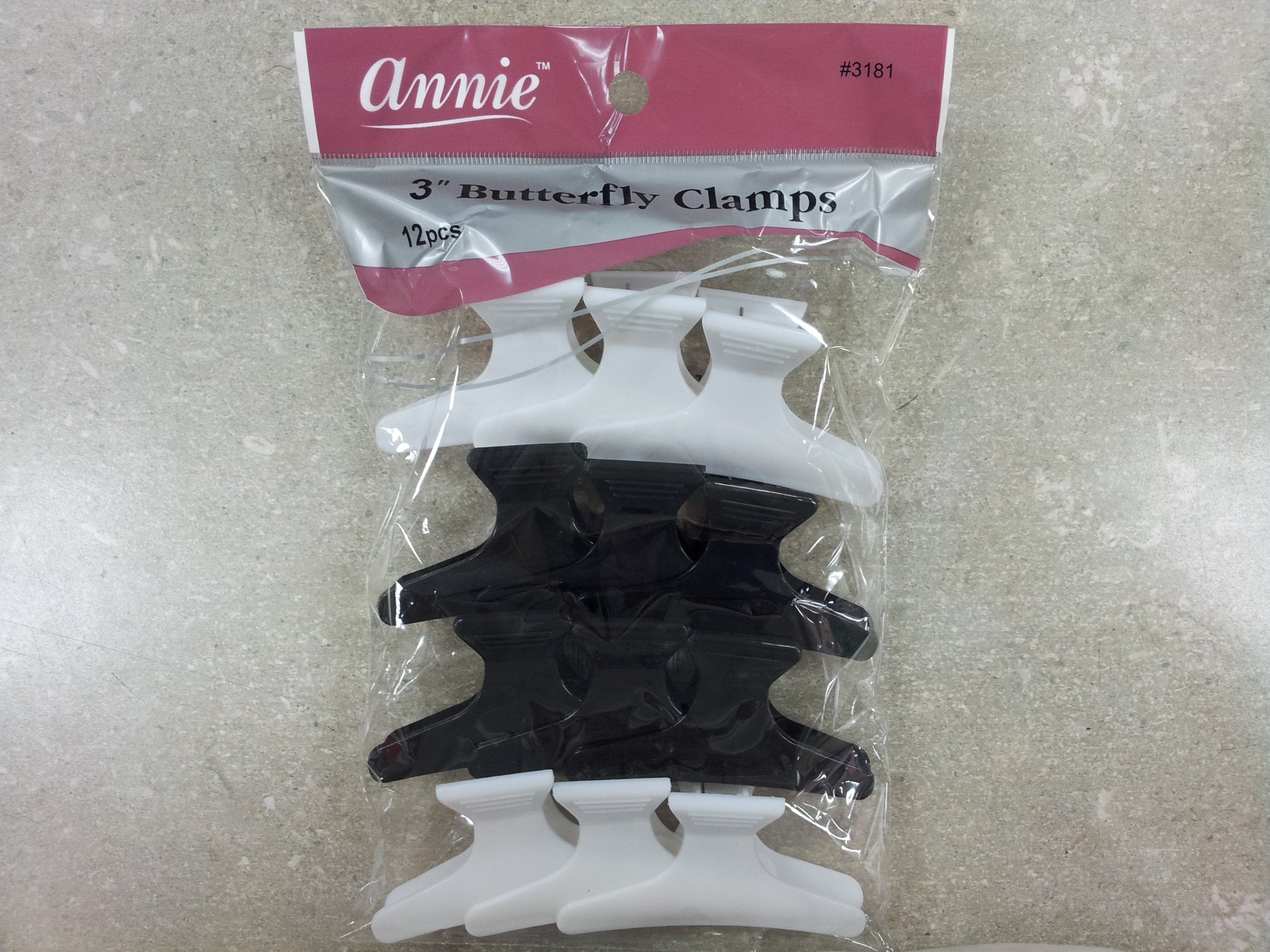 Annie 3 Butterfly Clamps 12pc (Black & Whitek)