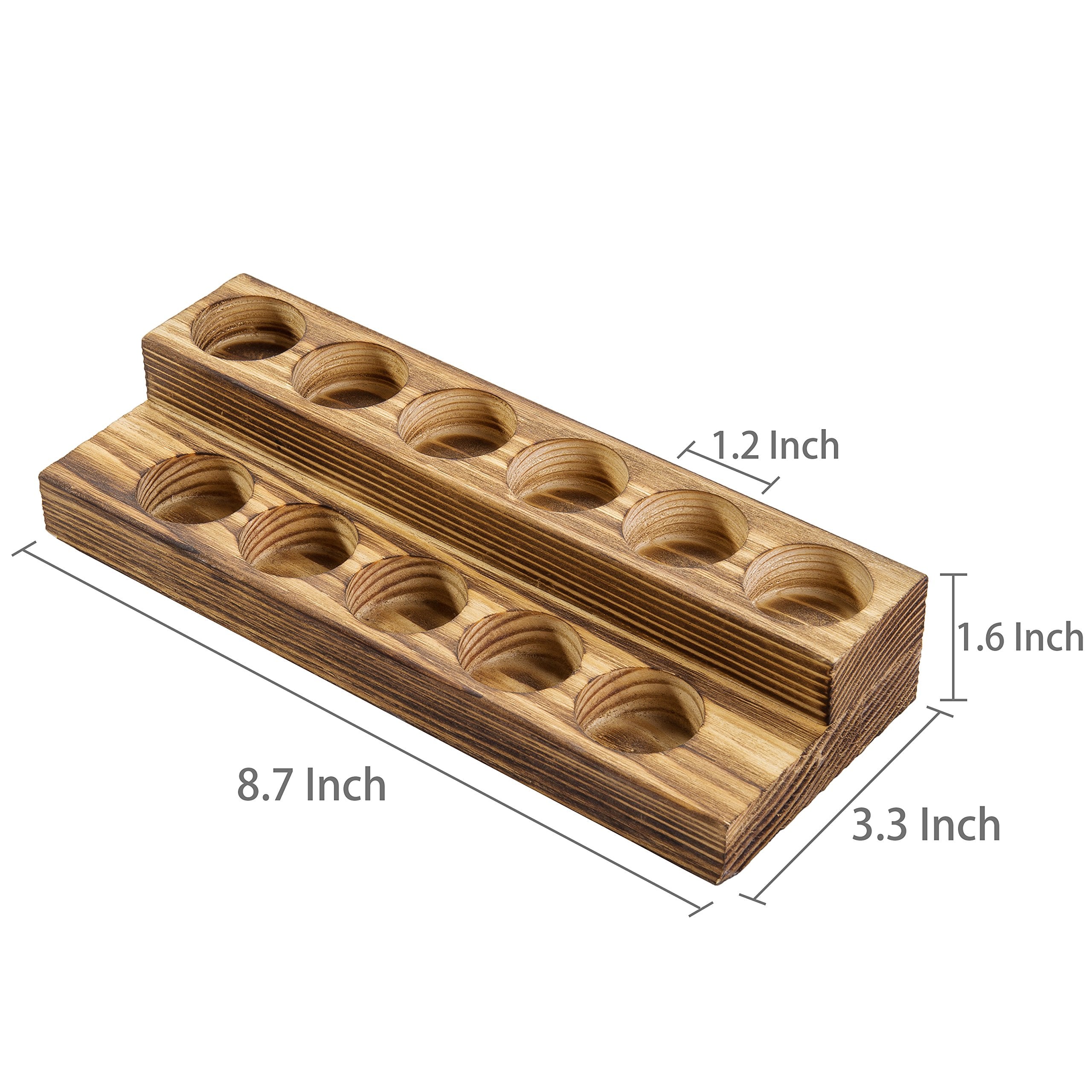 MyGift 8.5 Inch Rustic Burnt Solid Wood Essential Oil Holder Stand with 2 Tier Display, Vanity Tabletop Cosmetic Storage Organiz