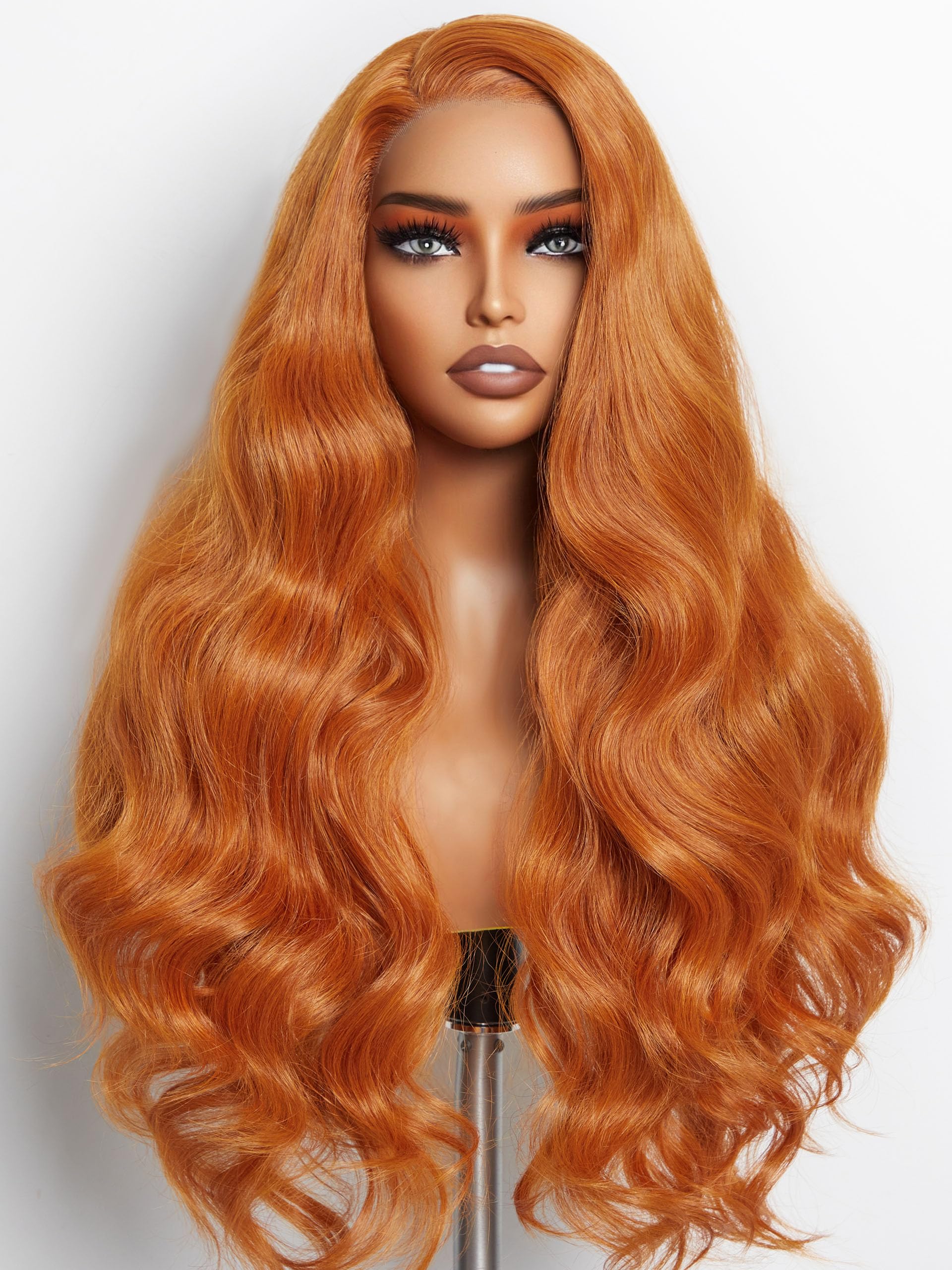 GORGIUS Ginger Orange Loose Wave Wig 24 Inch Long Glueless Colored Wigs 180% Density Put On Go Wigs Pre Plucked with Natural Hai