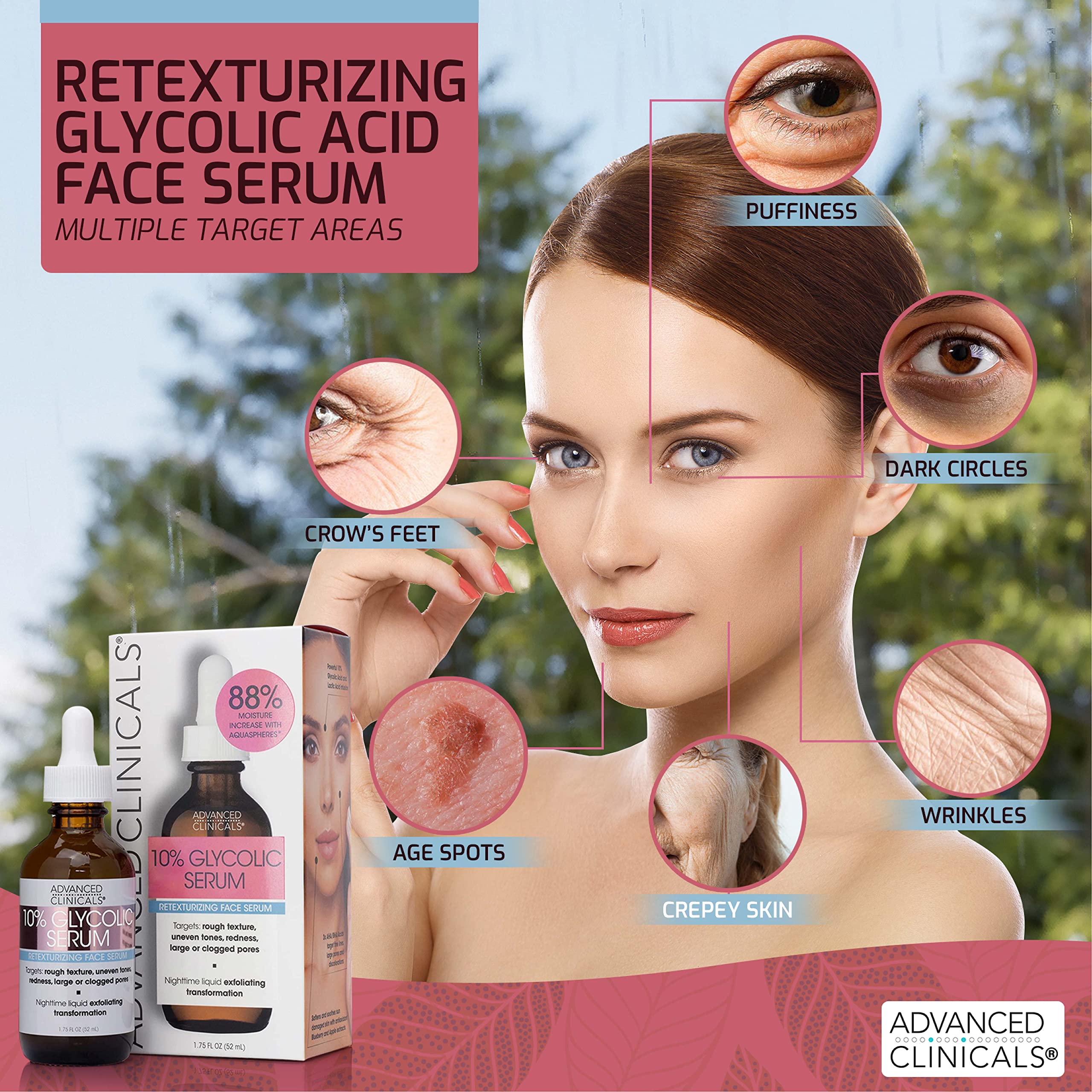 Advanced Clinicals 10% Glycolic Acid Peel Serum + Salicylic Acid Skin Care Treatment For Face. Gentle Facial Formula Targets Fin