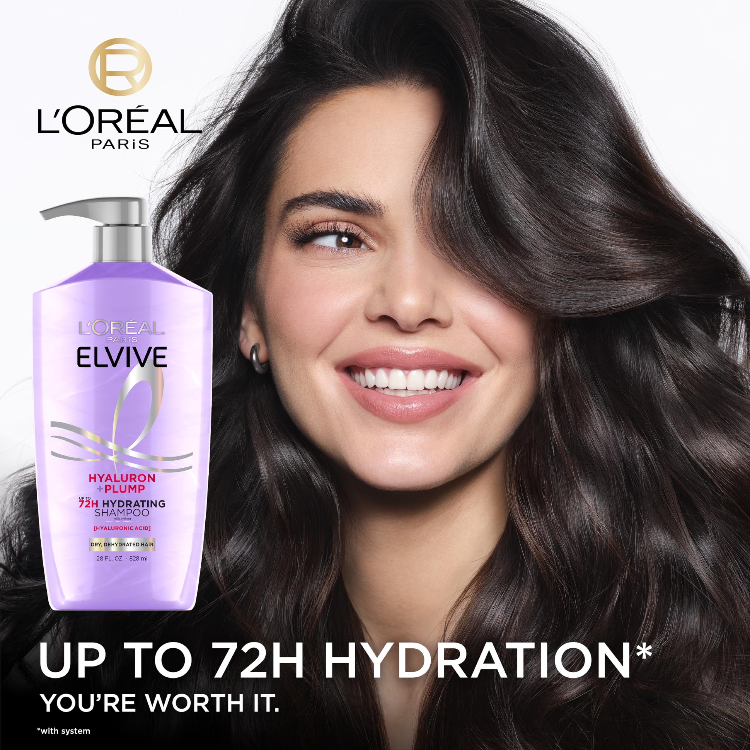 Loral Paris Elvive Hyaluron Plump Hydrating Shampoo For Dehydrated, Dry Hair Infused With Hyaluronic Acid Care Complex, Paraben-