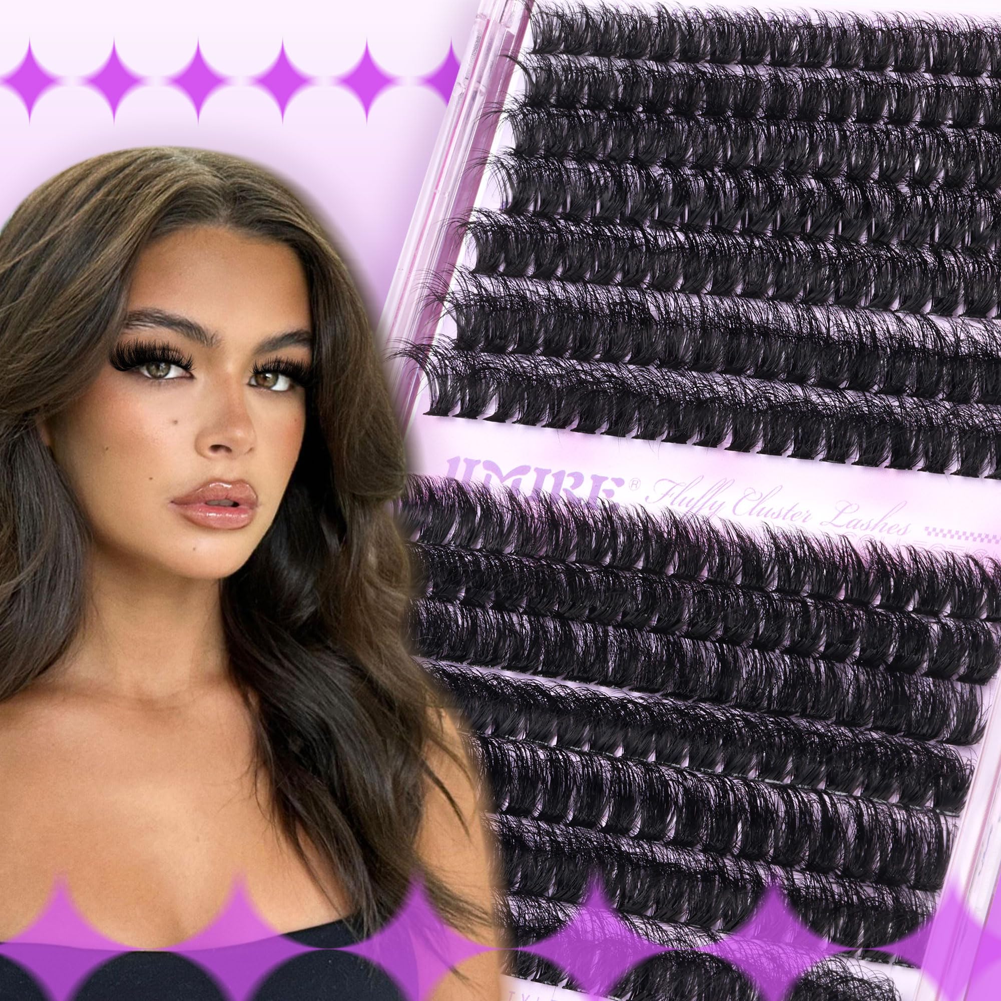 Lash Clusters Thick Mink Eyelash Clusters 280Pcs Volume Cluster Eyelash Extensions 11-18MM Fluffy Lash Extension D Curl Individu