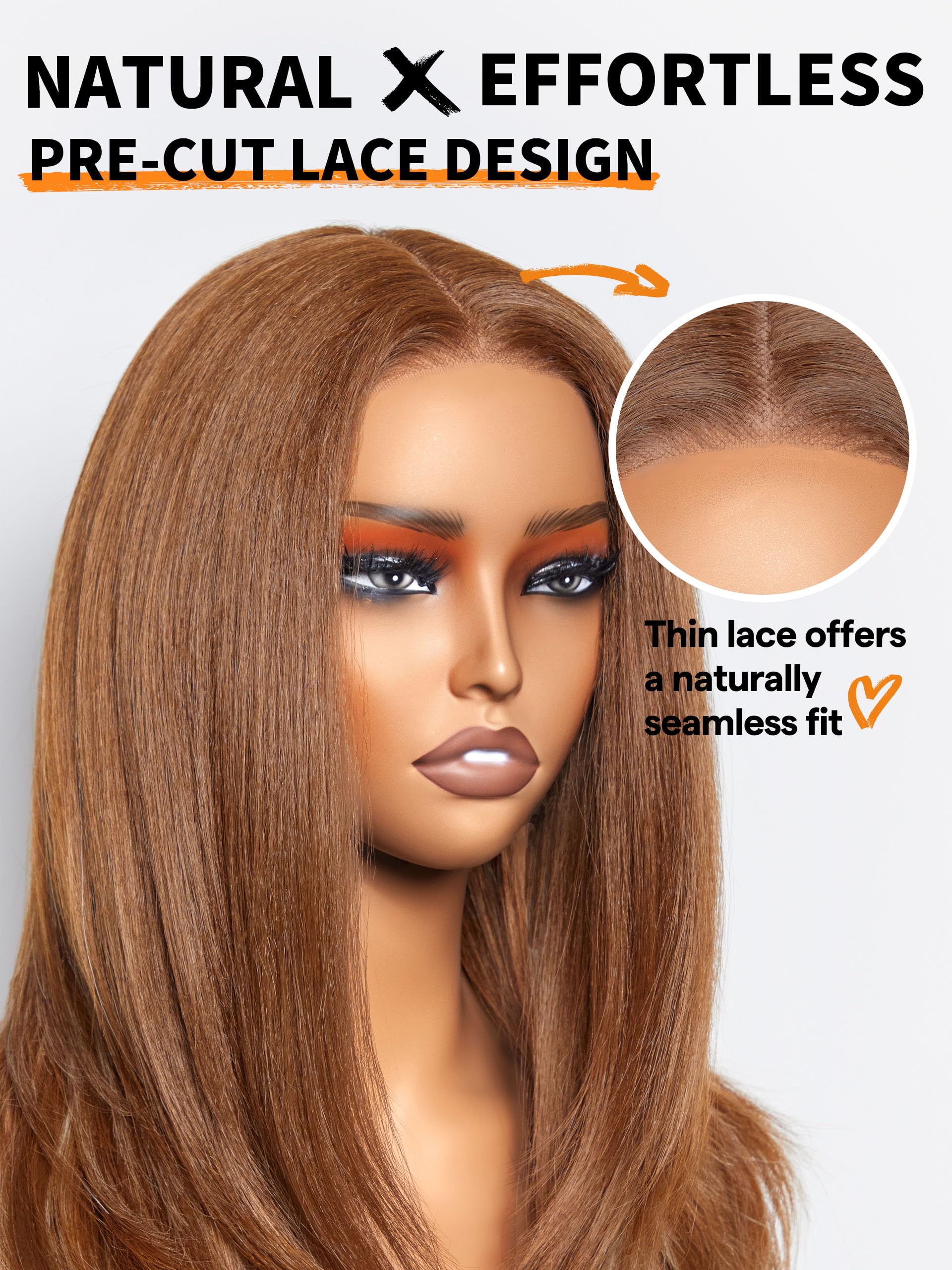 Gorgius Ombre Brown Wig With Blonde Highlights Glueless Straight Wig Crafted With Style-Archive Technology: Premium Fiber & Remy