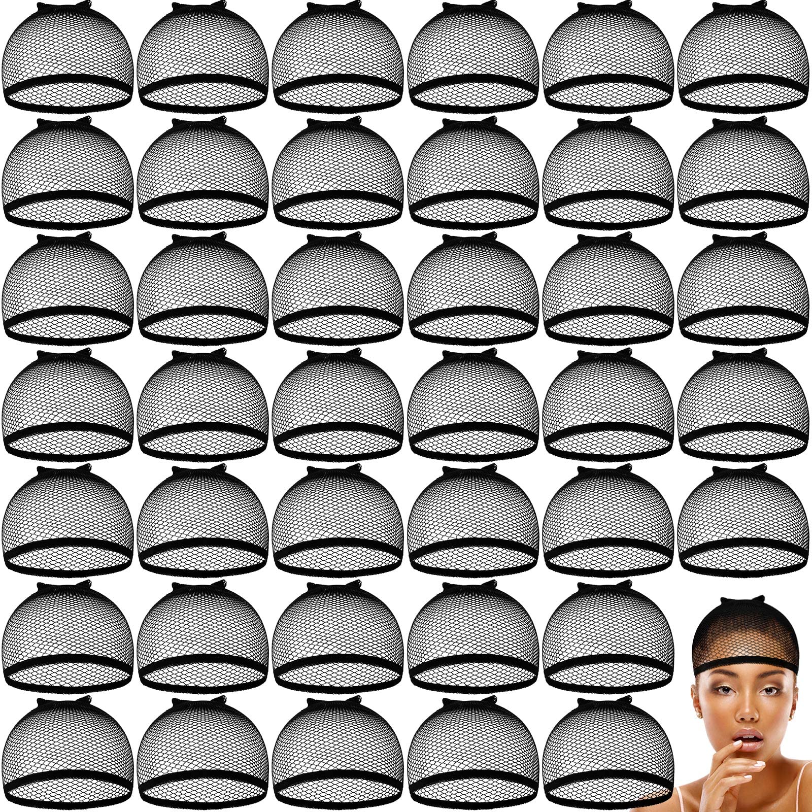 100 Pcs Wig Cap Mesh Wig Cap Net Closed End Hair Net Bald Wig Net Liner Weaving Caps for Kids Women Men Halloween Cosplay (Black