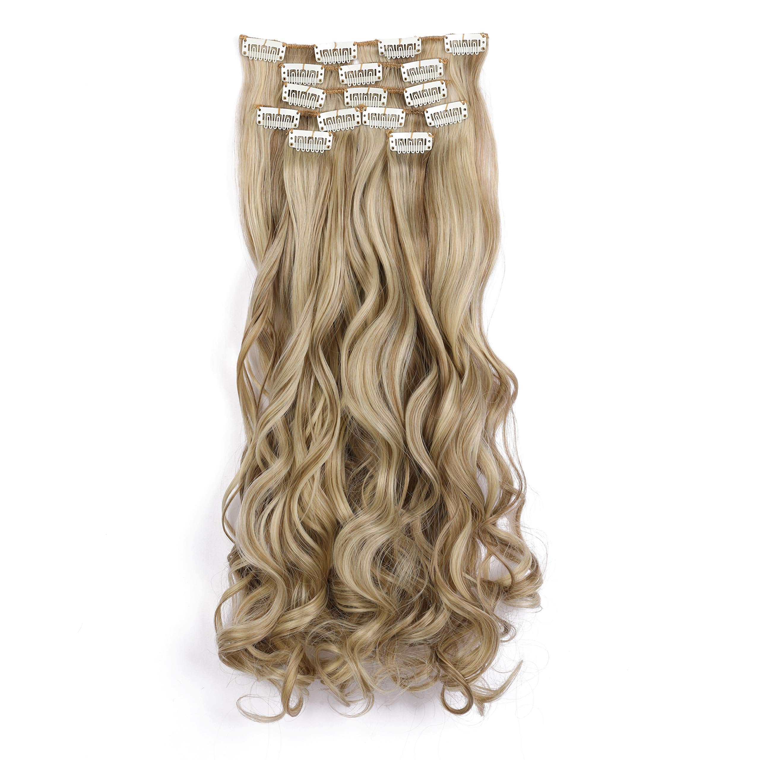 Onedor 20'' Curly Full Head Clip in Synthetic Hair Extensions 7pcs 140g (18H22)