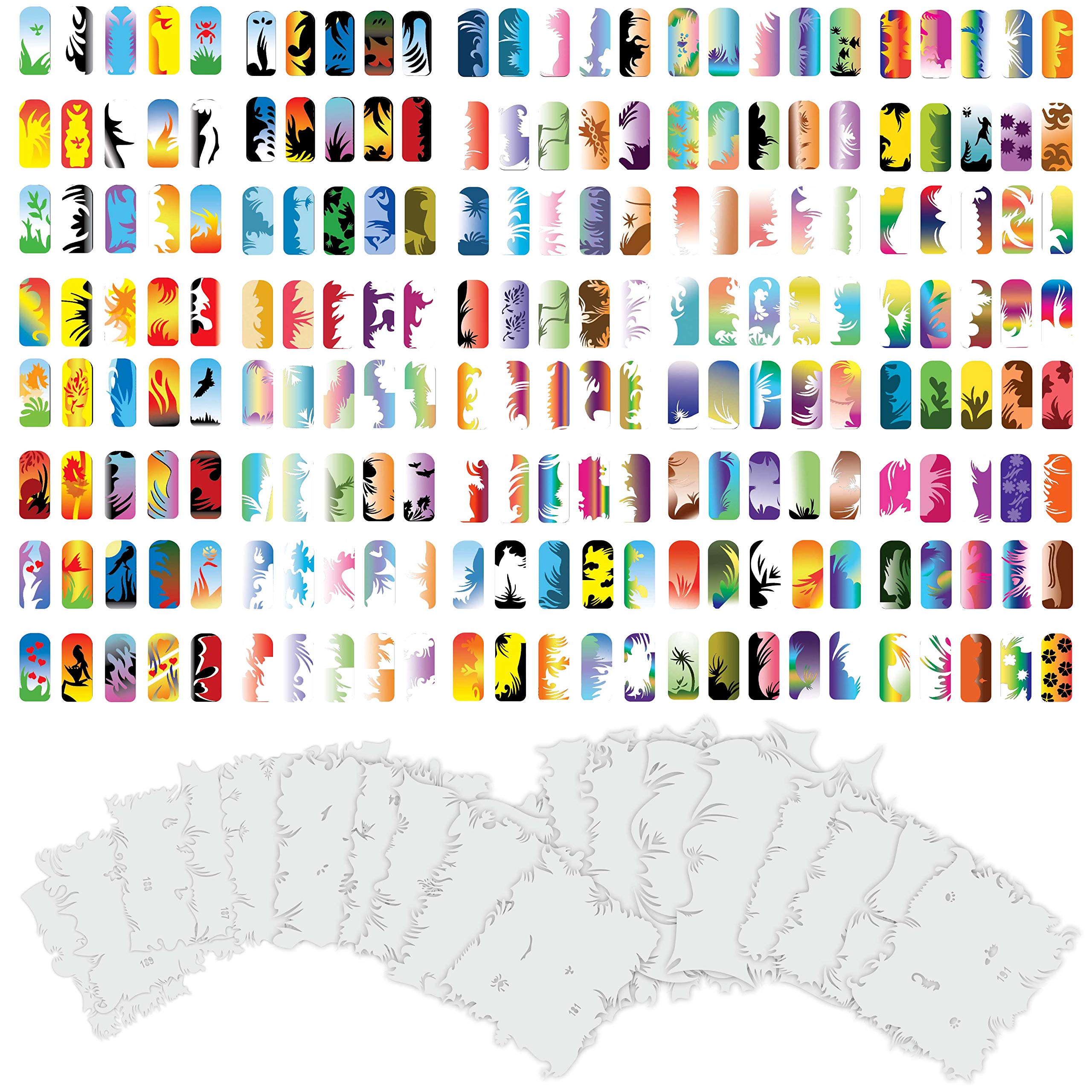 Custom Body Art Airbrush Nail Stencils  Design Series Set # 10 Includes 20 Individual Nail Templates with 20 Designs Each for a