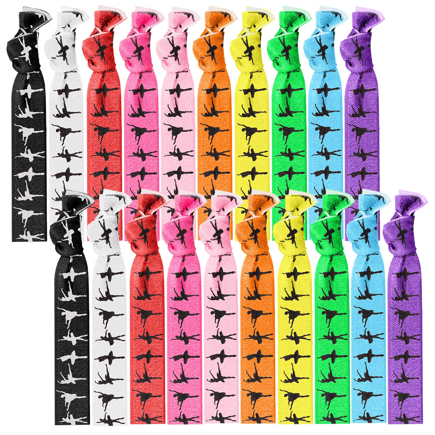 BBTO 20 Pieces Dance Hair Ties Bulk Girls Gift Ballerina Dance Ribbon Ponytail Holders Hair Bands Accessories(Classic Colors)