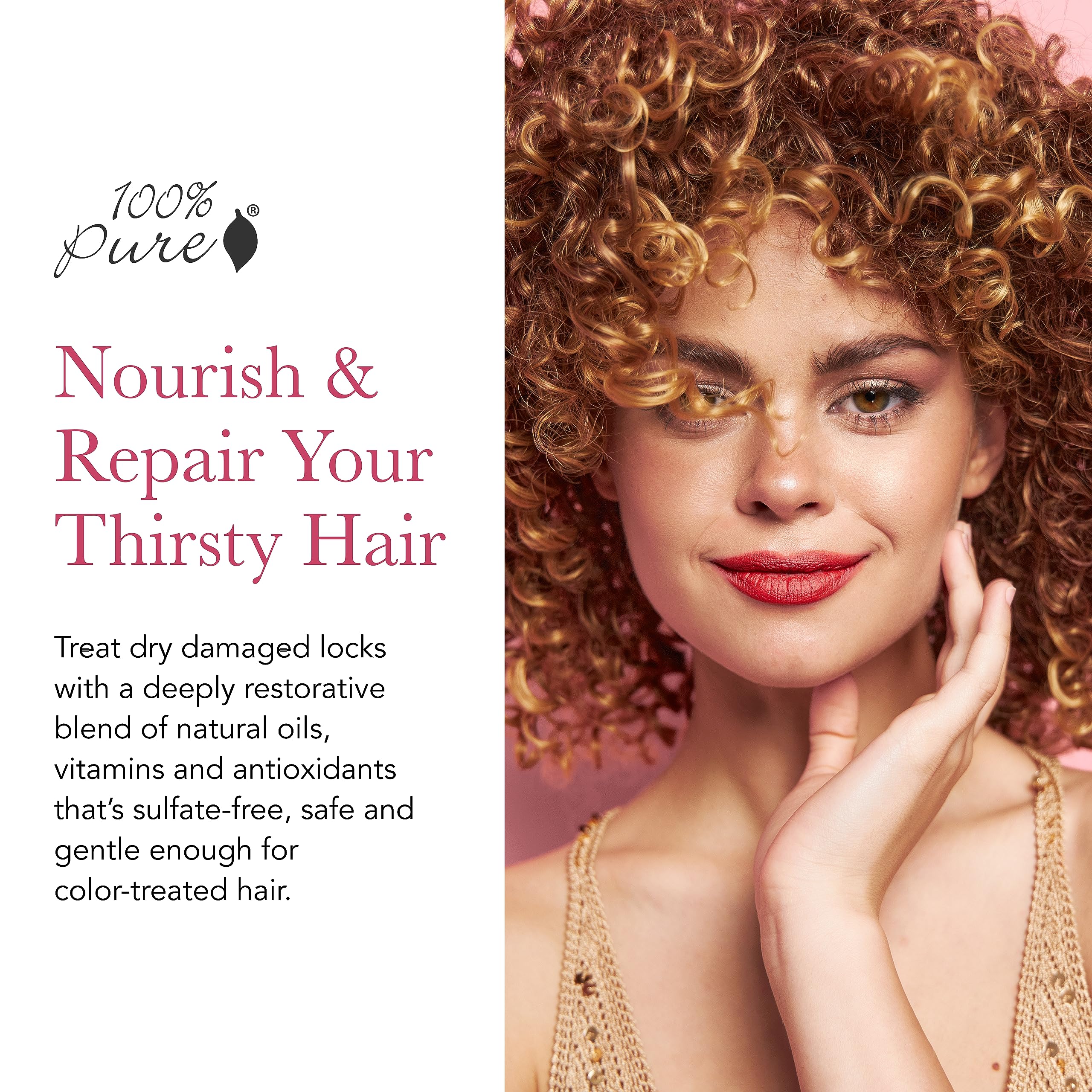 100% PURE Glossy Locks Repair Conditioner Cream Moisture Restore & Nourishing Deep Conditioning Treatment for Dry Damaged Hair S