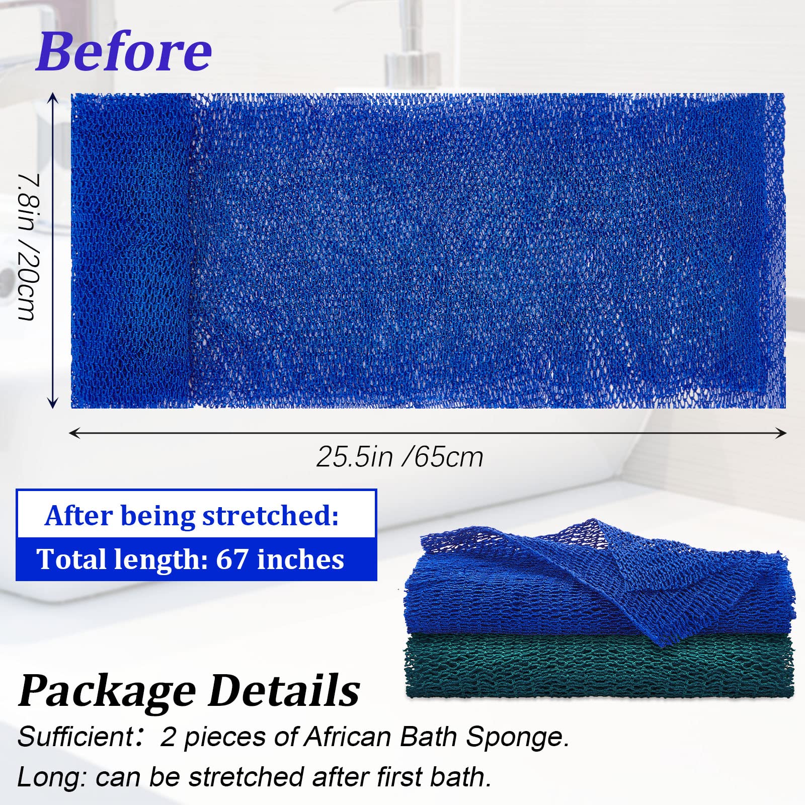 Shappy 2 Pcs African Net Sponge Exfoliating Net African Body Scrubber Bath Rag Washcloth Towel Shower Body Back Scrubber Skin Sm