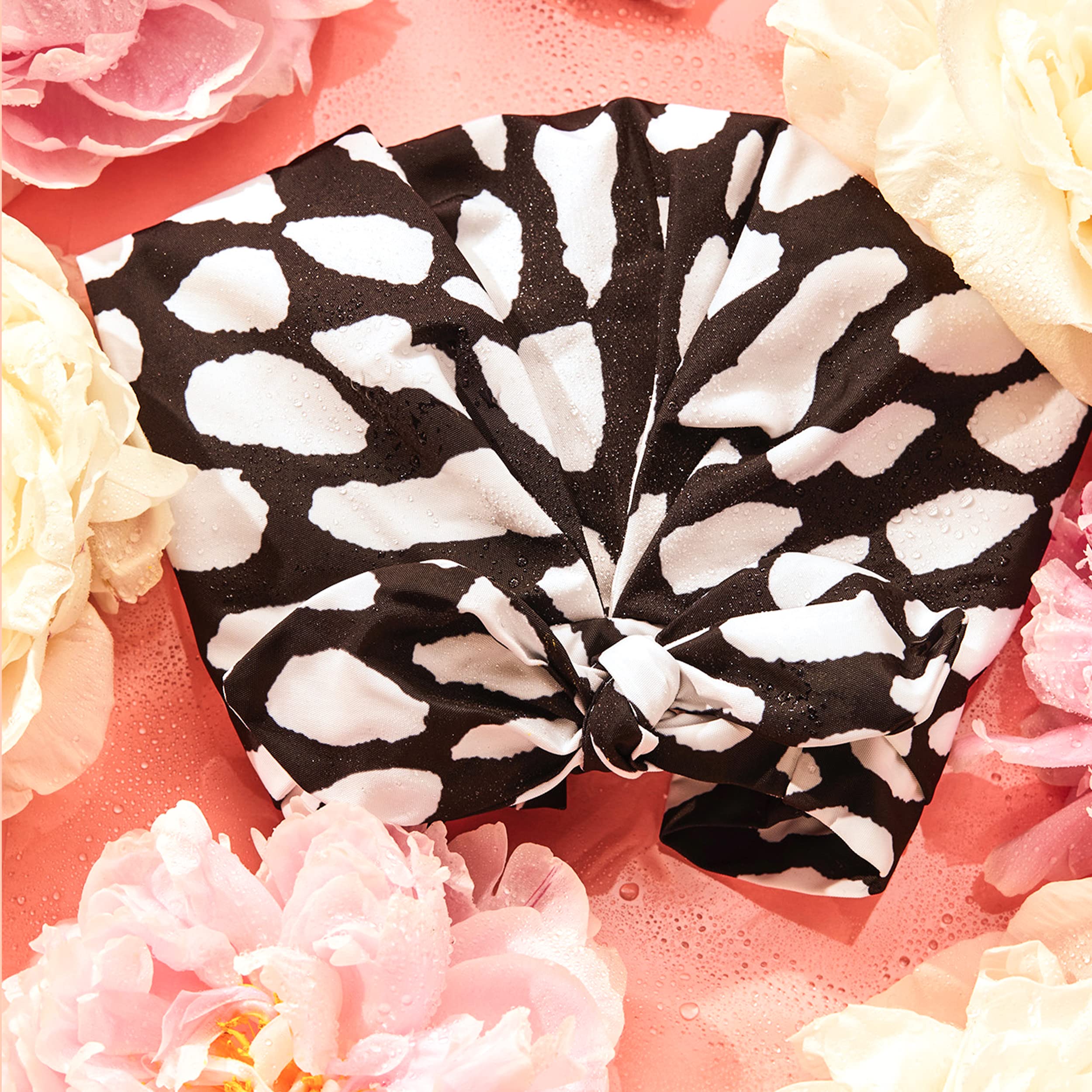 Grace & Company Luxury Shower Cap For Women - 100% Waterproof, Reusable, Washable & Breathable Shower Caps - Casablanca