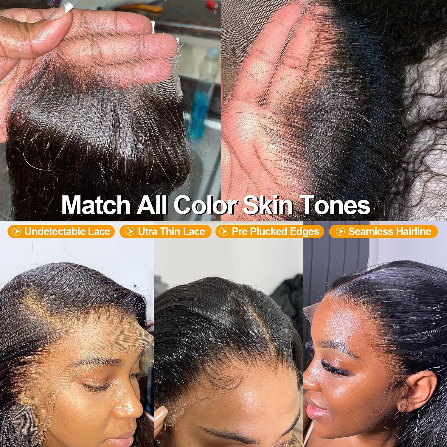 Beeos 13X4 Skinlike Real Hd Lace Frontal Only, 0.10Mm Ultra-Thin Invisible Hd Lace Pre-Plucked Clean Hairline Straight Human Hai