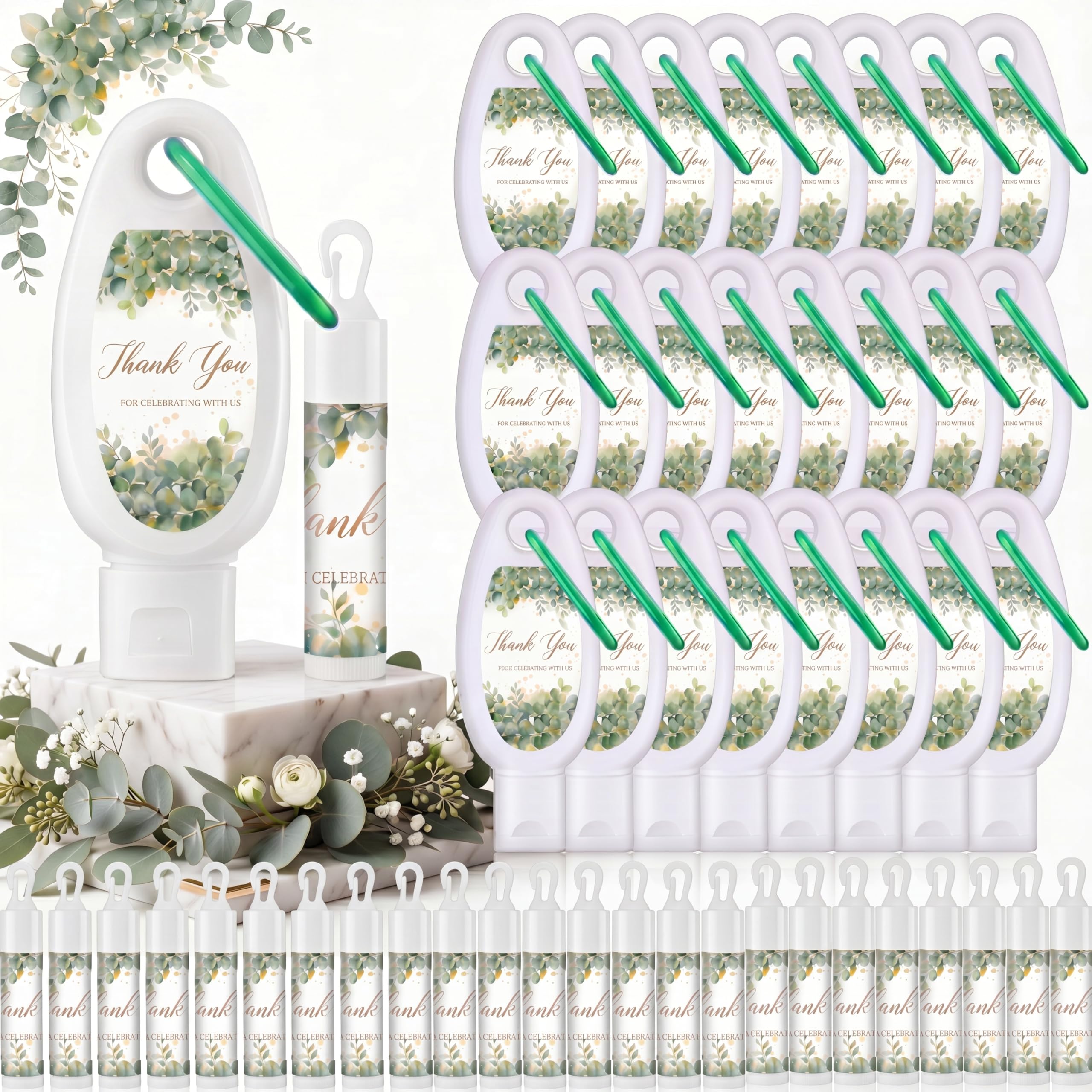 Demissle 24 Sets Travel Size Sunscreen and Sunscreen Lip Balms Spf Bulk Eucalyptus Outdoor Wedding Party Favors for Guests Sunbl