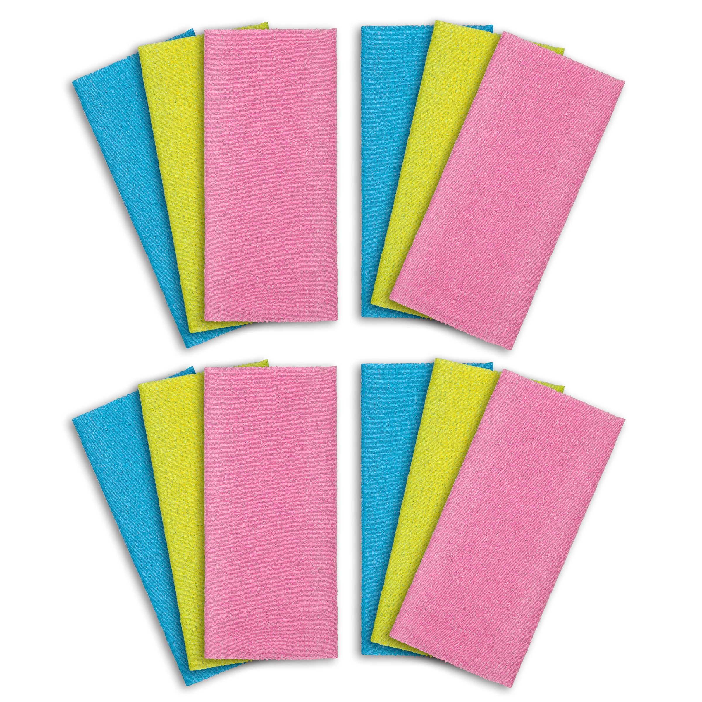 Arch&M Exfoliating Washcloth 12 Pack Back Scrubber For Shower Towel Exfoliating Body Scrubber Microabrasion Sponge Japanese Bath