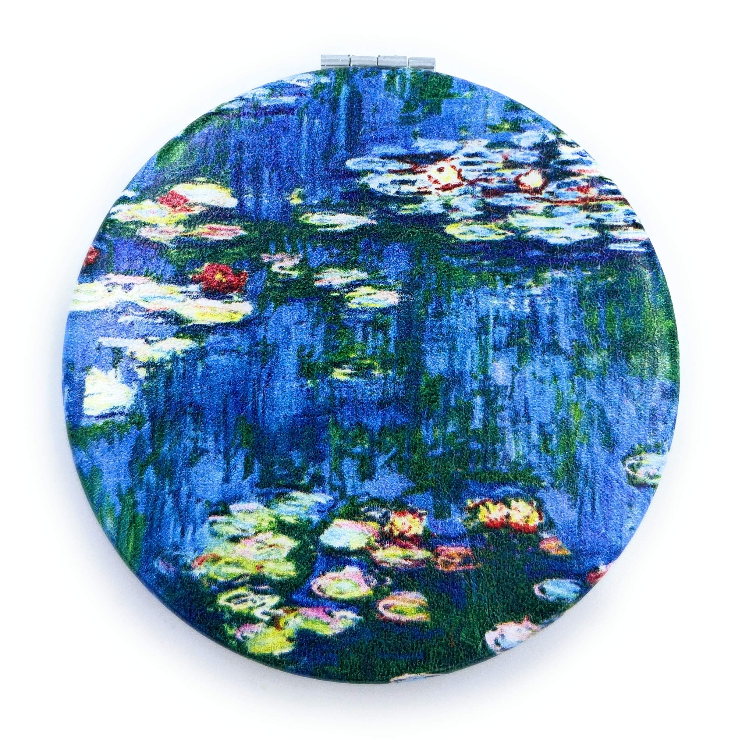 Aeisage Compact Mirror Small For Girls Handheld Mirror Folding Pu Leather Floral Mirror Compact Claude Monet Water Lilies Unique