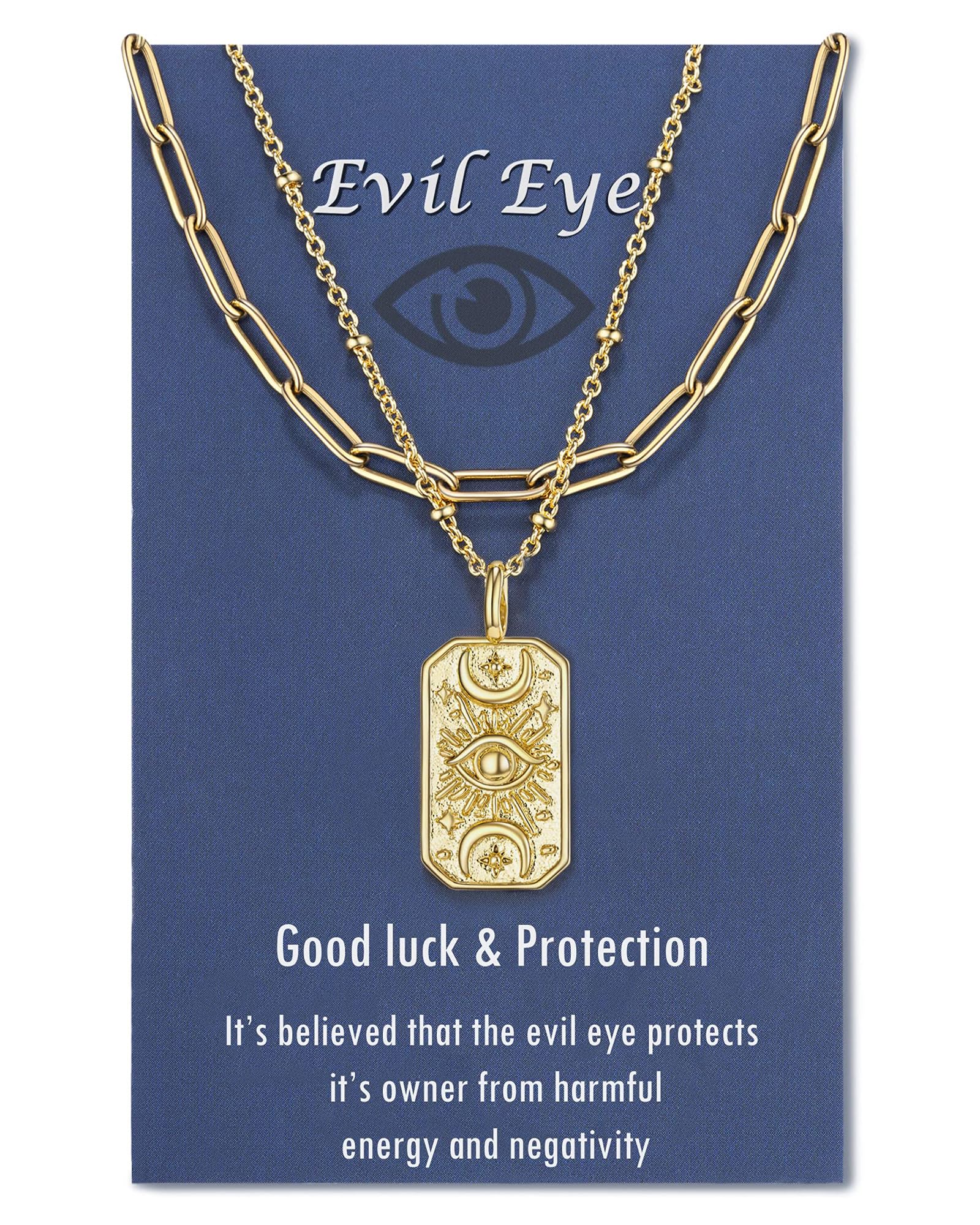 Tarsus Evil Eye Necklace Gold Mal De Ojo Amulet Nazar Third Eye Necklace Protection Jewelry Gifts for Women