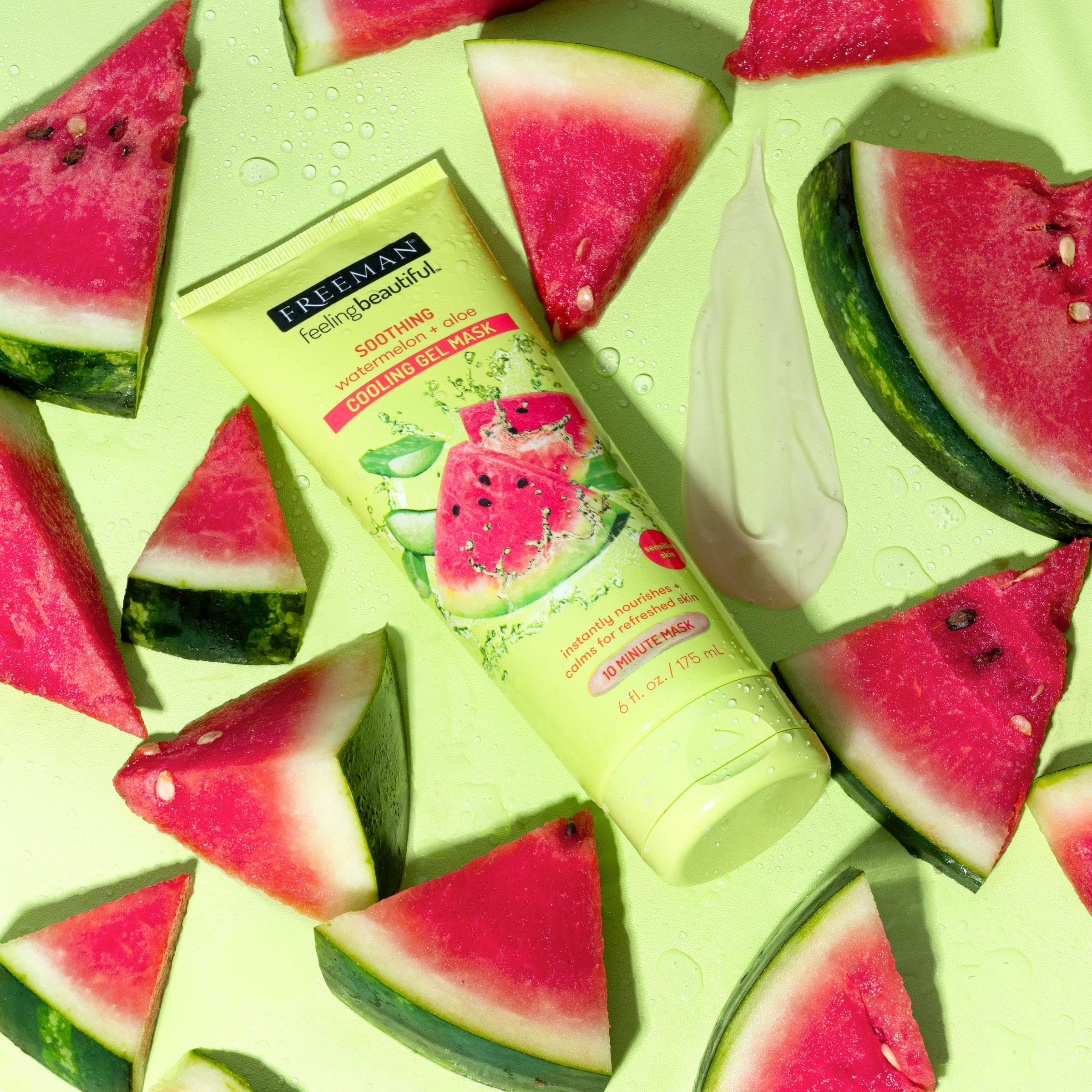 Freeman Soothing Watermelon & Aloe Gel Facial Mask, Hydrates, Nourishes, & Soothes Irritated Skin, Cooling, Calming Gel Face Mas