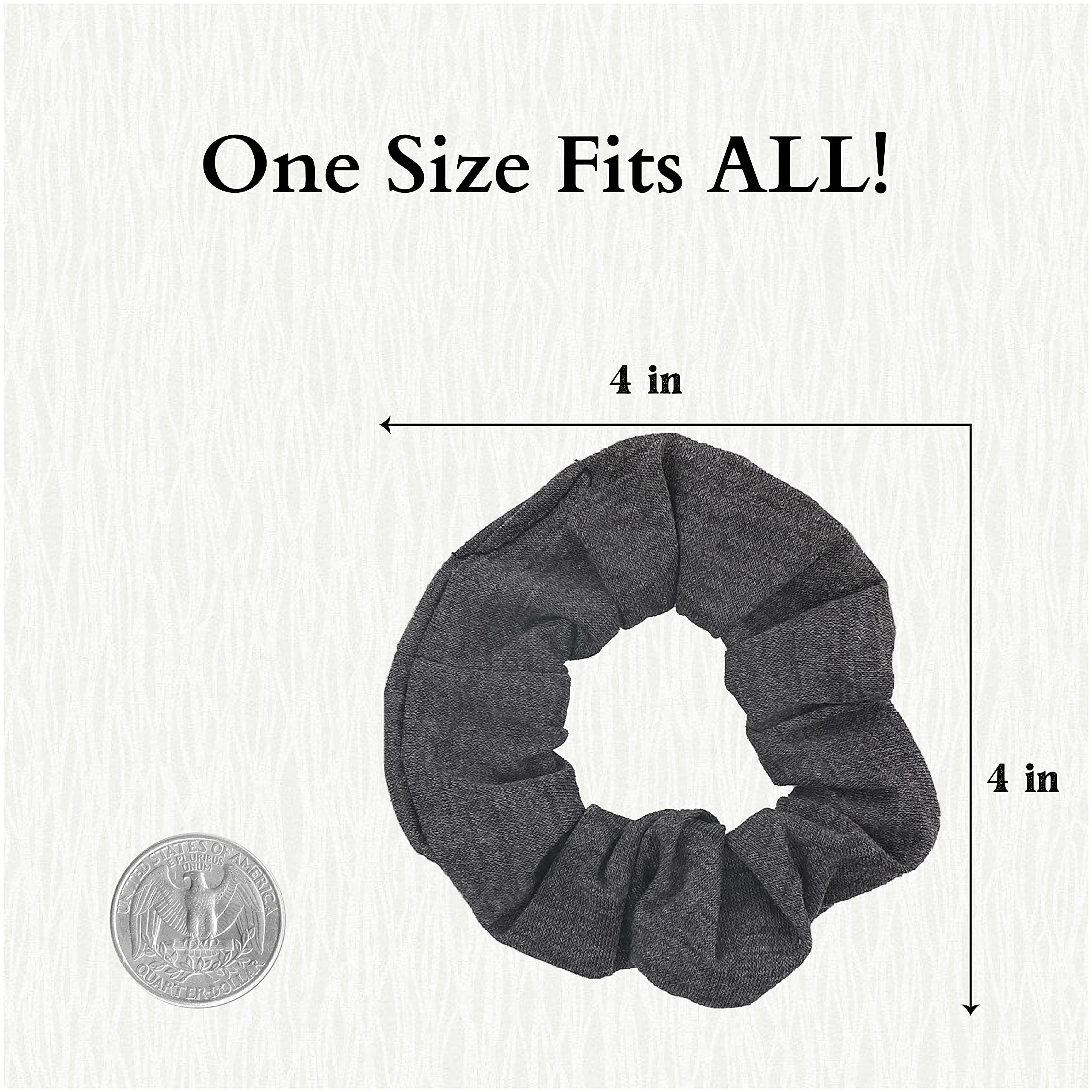 12 Pack Solid Hair Ties Scrunchies (Dark Heather Grey)