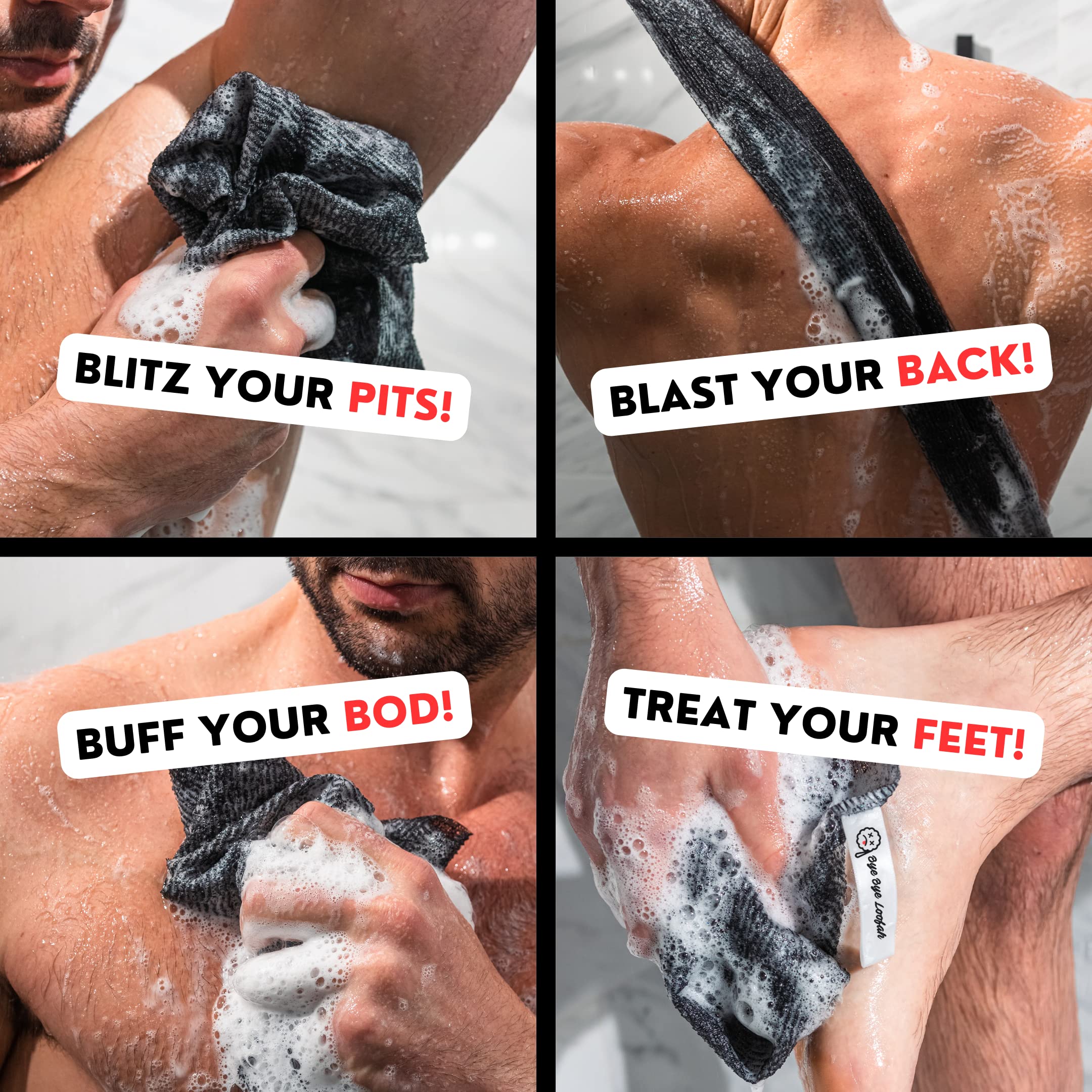 Extra Rough Exfoliating Washcloth - Extreme Body & Back Scrubber For Shower, Extra Long, Hygienic Exfoliator Wash Cloth, Men Or