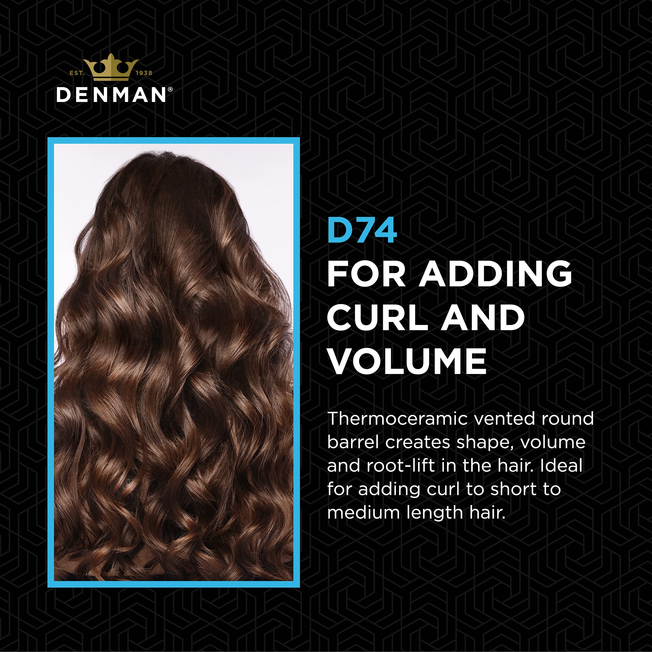 Denman (Small) Thermo Ceramic Hourglass Hot Curl Brush - Hair Curling Brush for Blow-Drying, Straightening, Defined Curls, Volum