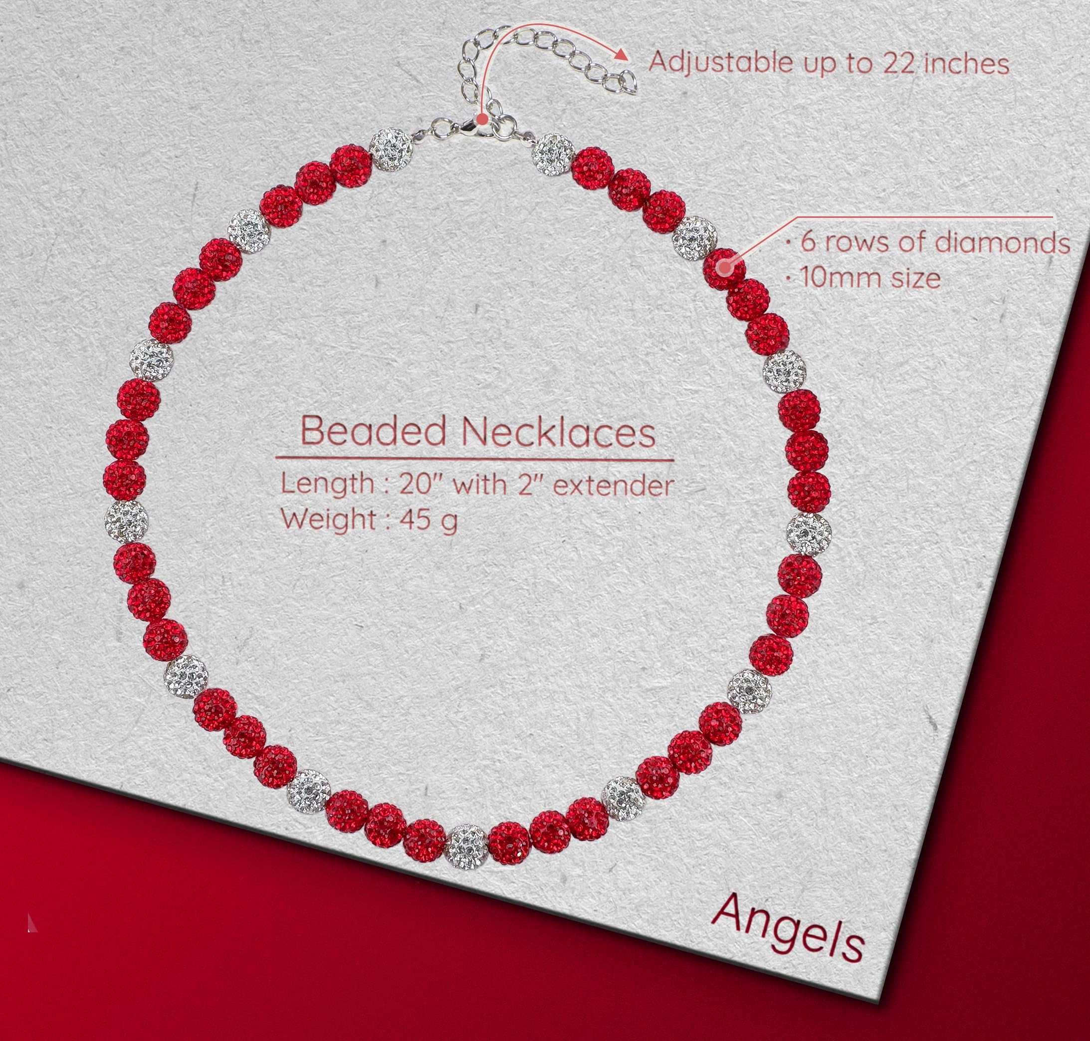 SUPBOMM Baseball Ice Necklace, Bling Beaded Necklaces, Drip Chain, League Team Colors Gifts for Men, Angels