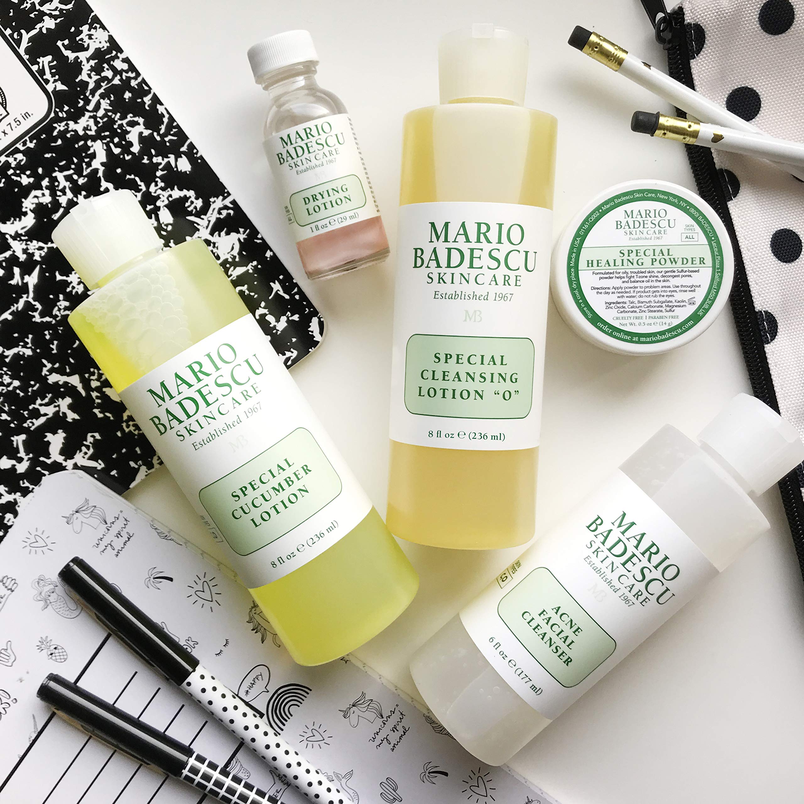 Mario Badescu Acne Control Face Kit with Facial Cleanser, Toner, Mask, Drying Lotion & Cream | Skin Care Set Ideal for Combinati