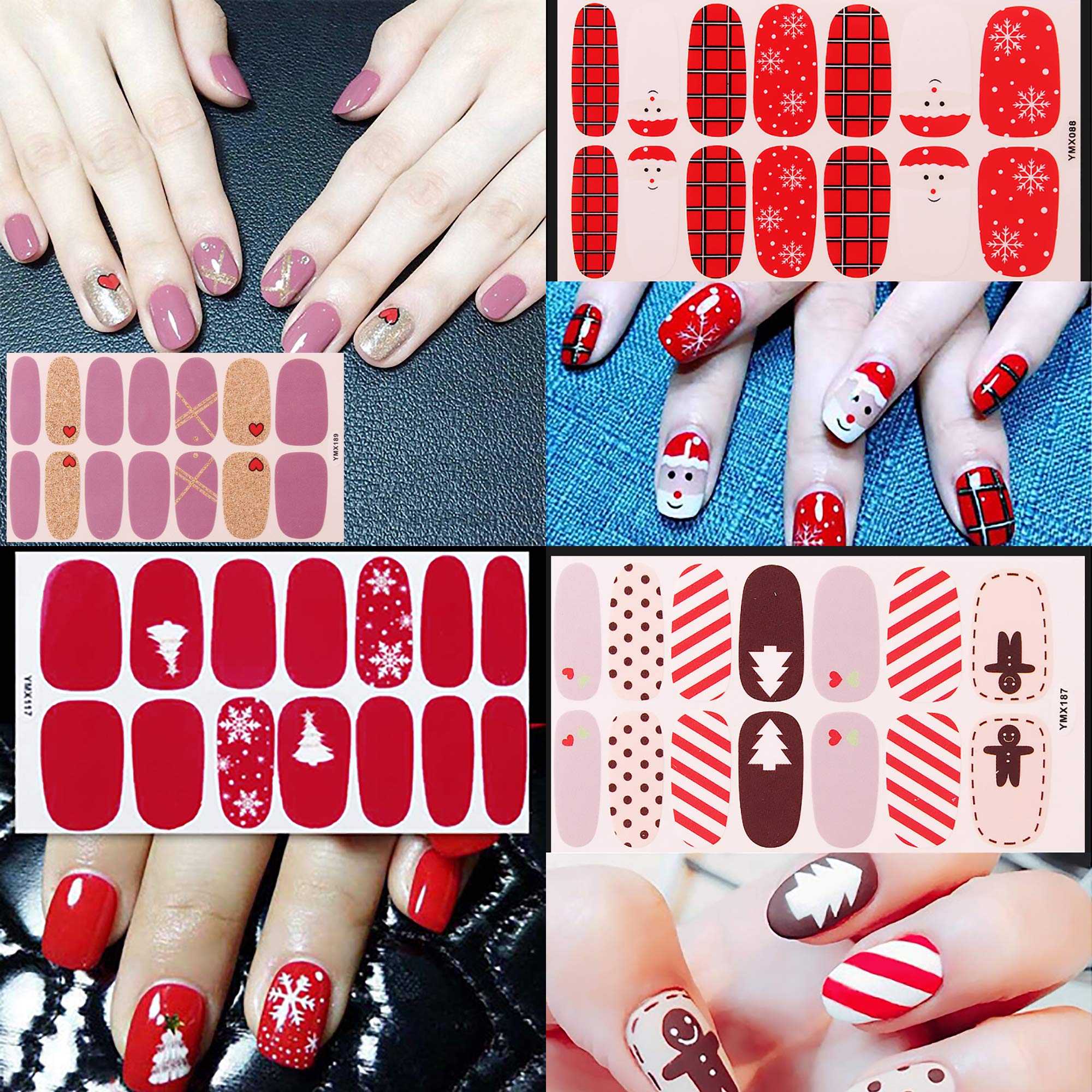 Wokoto 20 Sheets Christmas Adhesive Nail Polish Decals Strips With 1Pc Nail File Holiday Pack Nail Wraps Stickers Manicure Kit