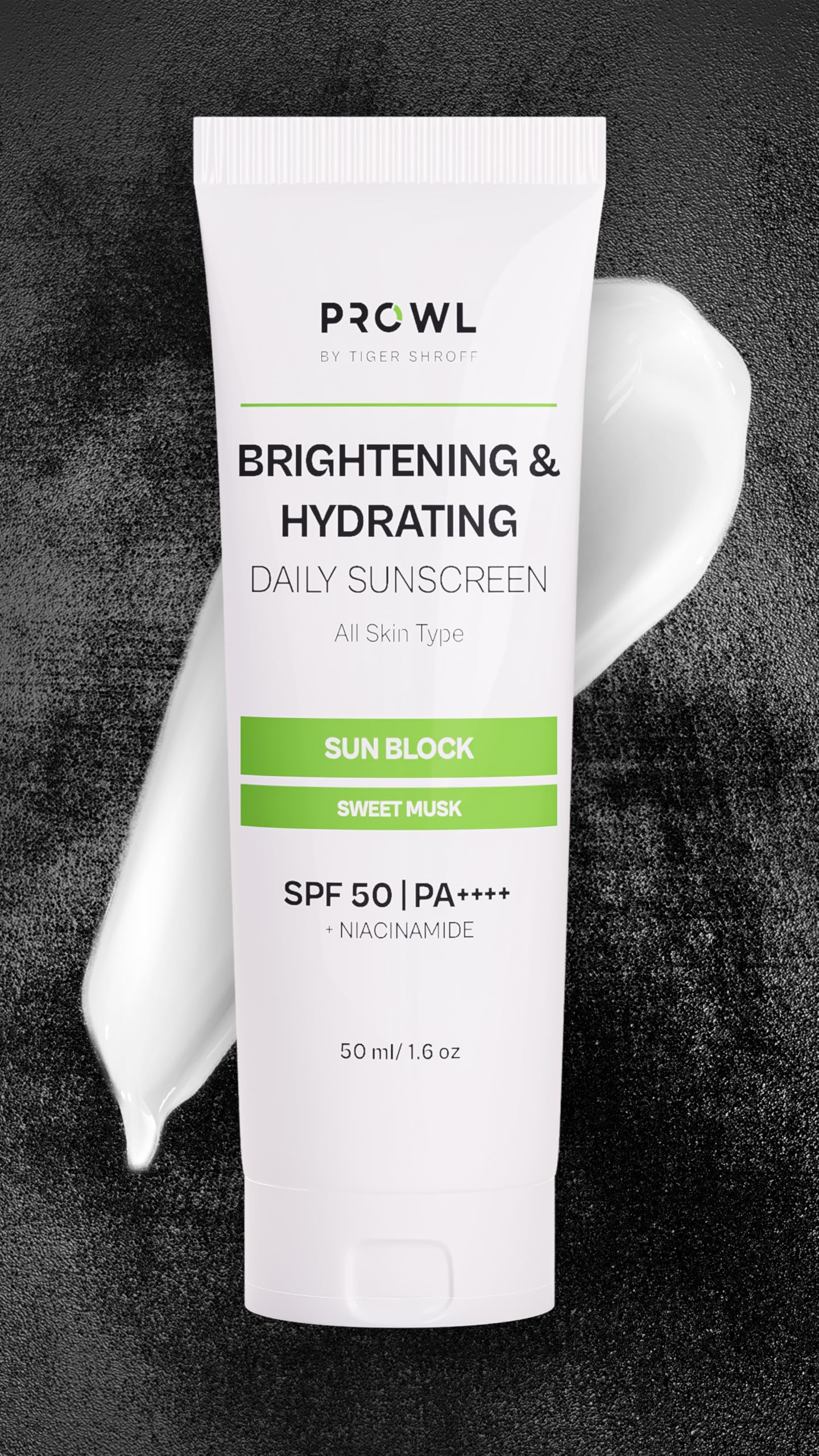 Prowl By Tiger Shroff Brightening And Hydrating Sunscreen Spf 50+ Pa++++ With Niacinamide For Oily, Dry, Acne Prone Skin For Men