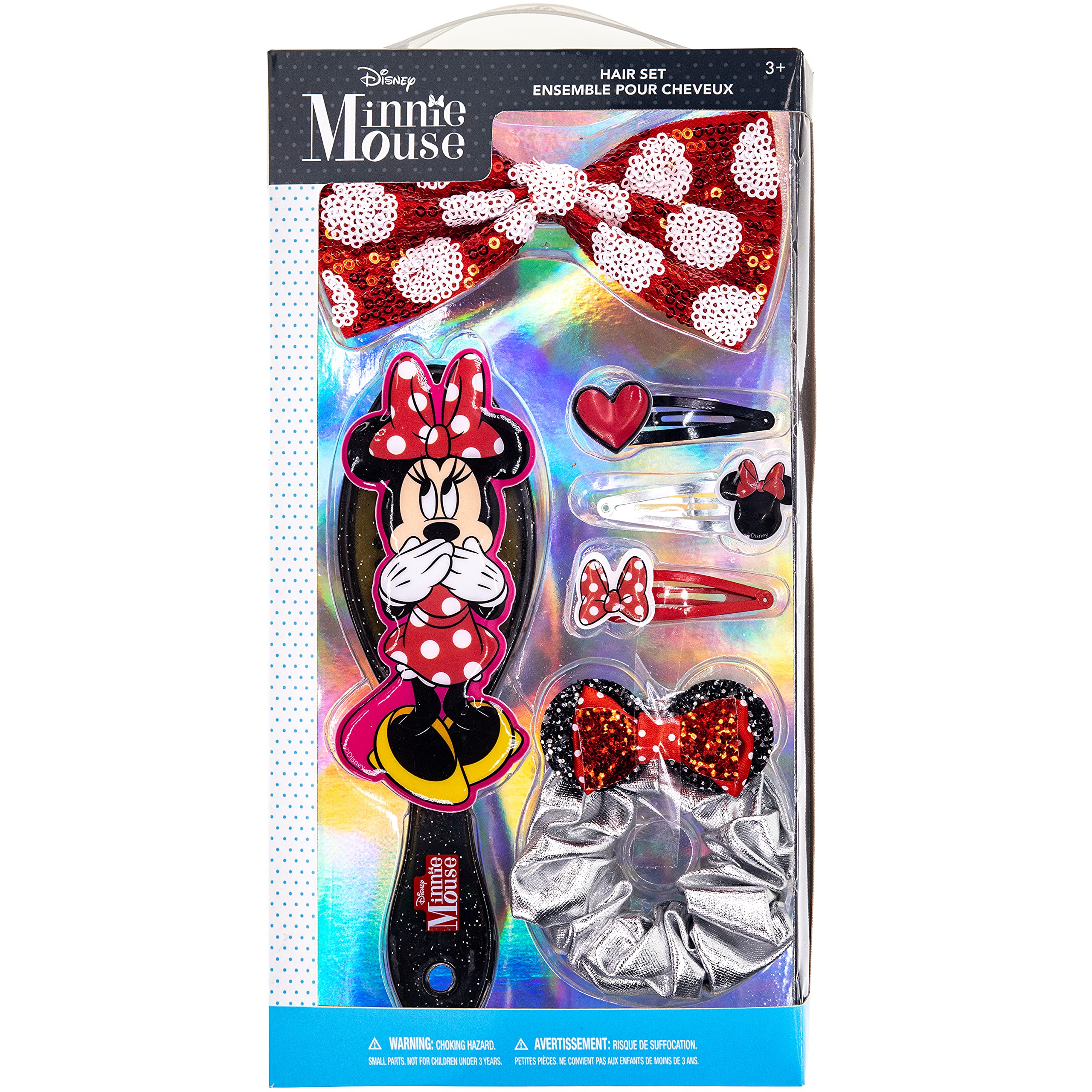 Disney Minnie Mouse - Townley Girl Hair Accessories Box|Gift Set for Kids Girls|Ages 3+ (6 Pcs) Including Hair Bow, Hair Brush,