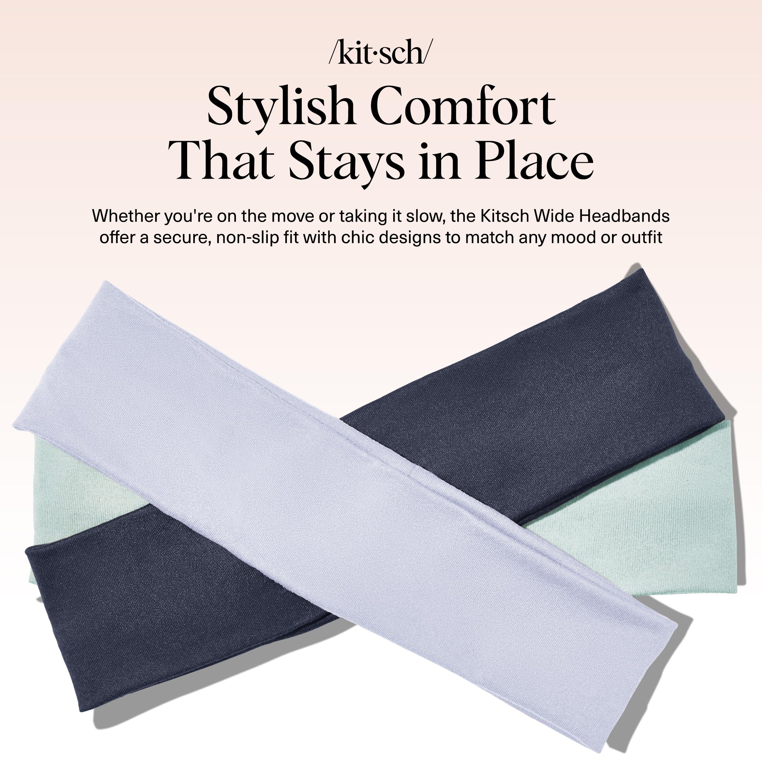 Kitsch Wide Headbands for Women - Fashion Sports Headband for Workout, Yoga, Gym, Running, Exercise | Stretchy Head Bands | Hair