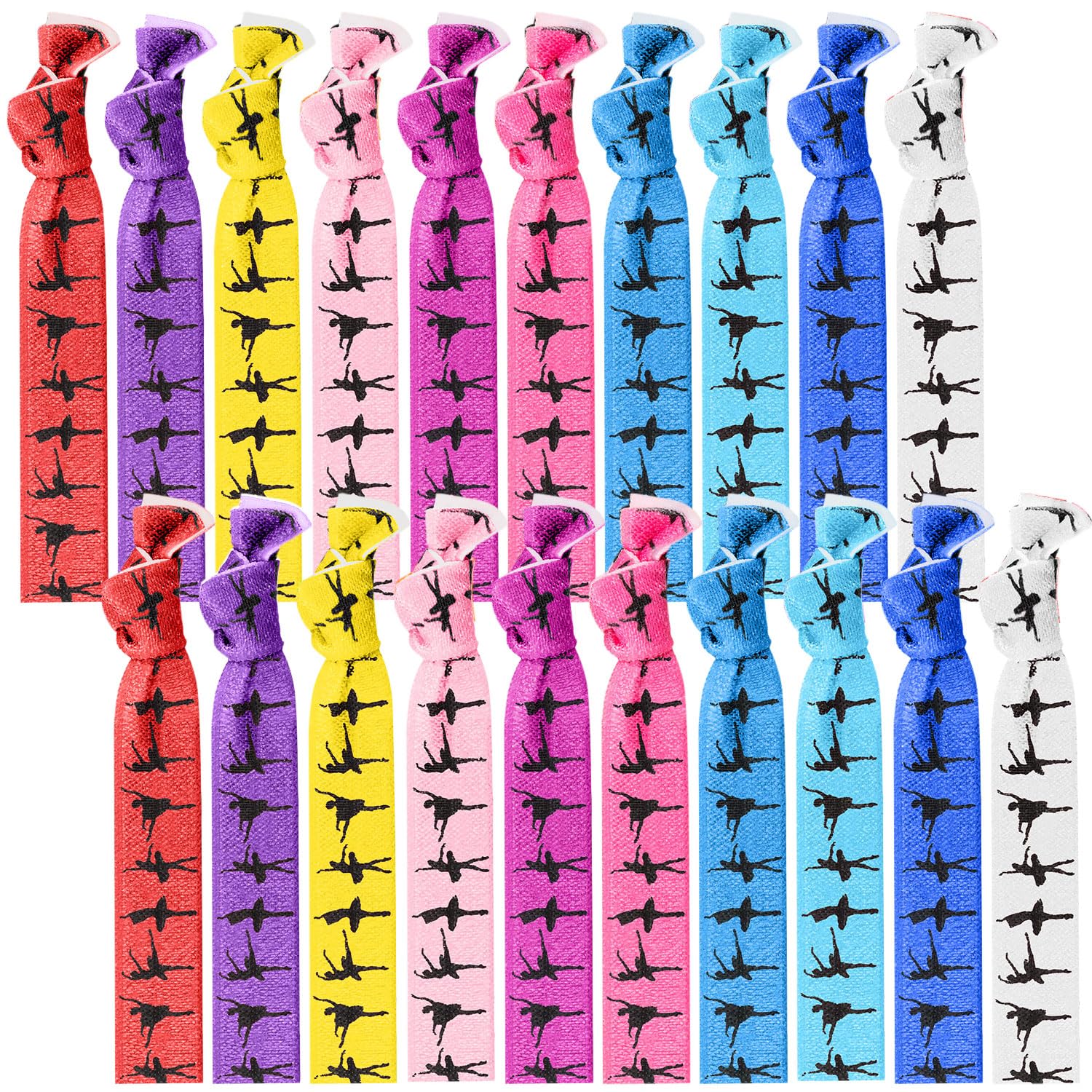 BBTO 20 Pieces Dance Hair Ties Bulk Girls Gift Ballerina Dance Ribbon Ponytail Holders Hair Bands Accessories(Bright Colors)