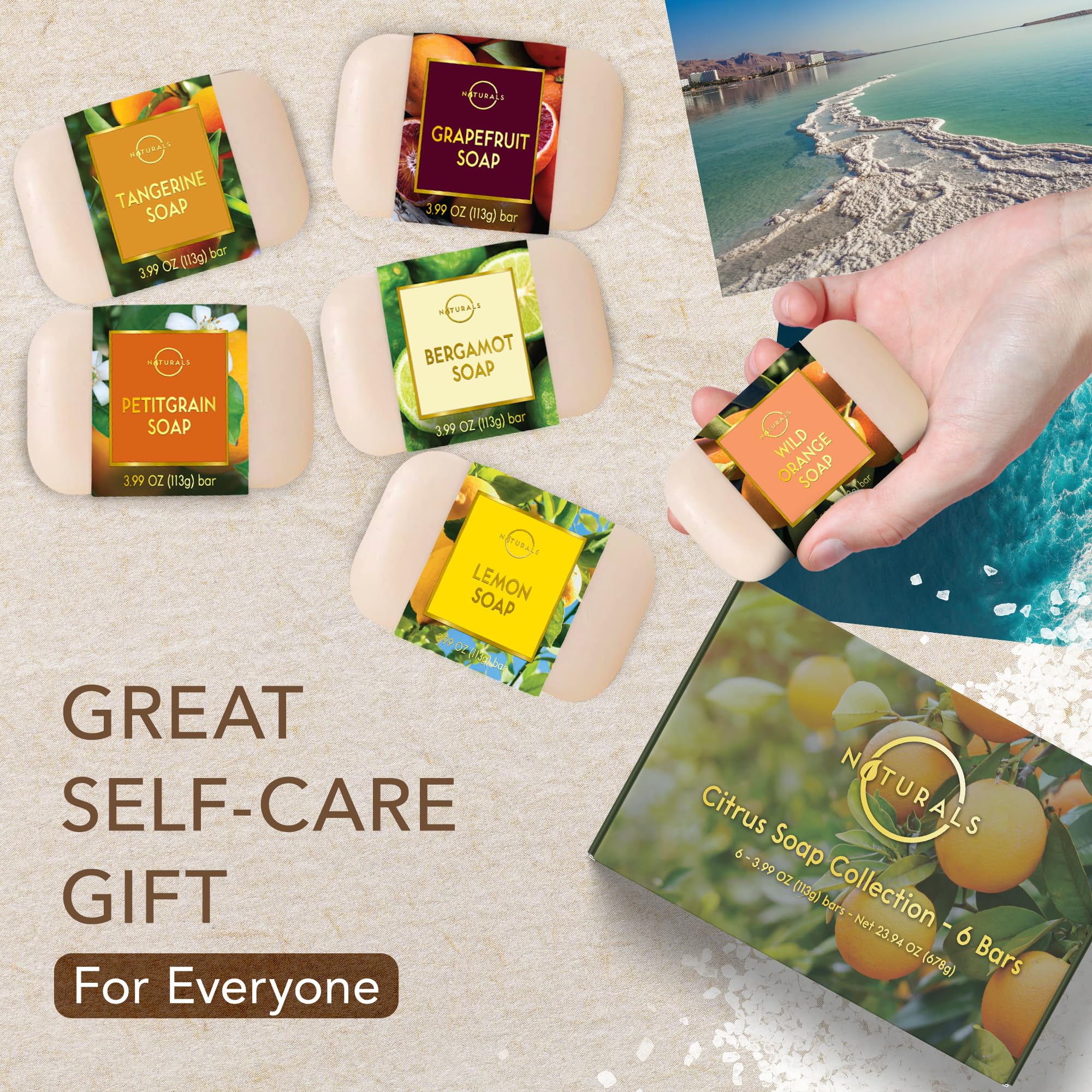 O Naturals 100% Natural Bar Soap - Assorted 6 PcS Soap gift Set - Organic Ingredients & Essential Oils - Spa gifts for Women & M