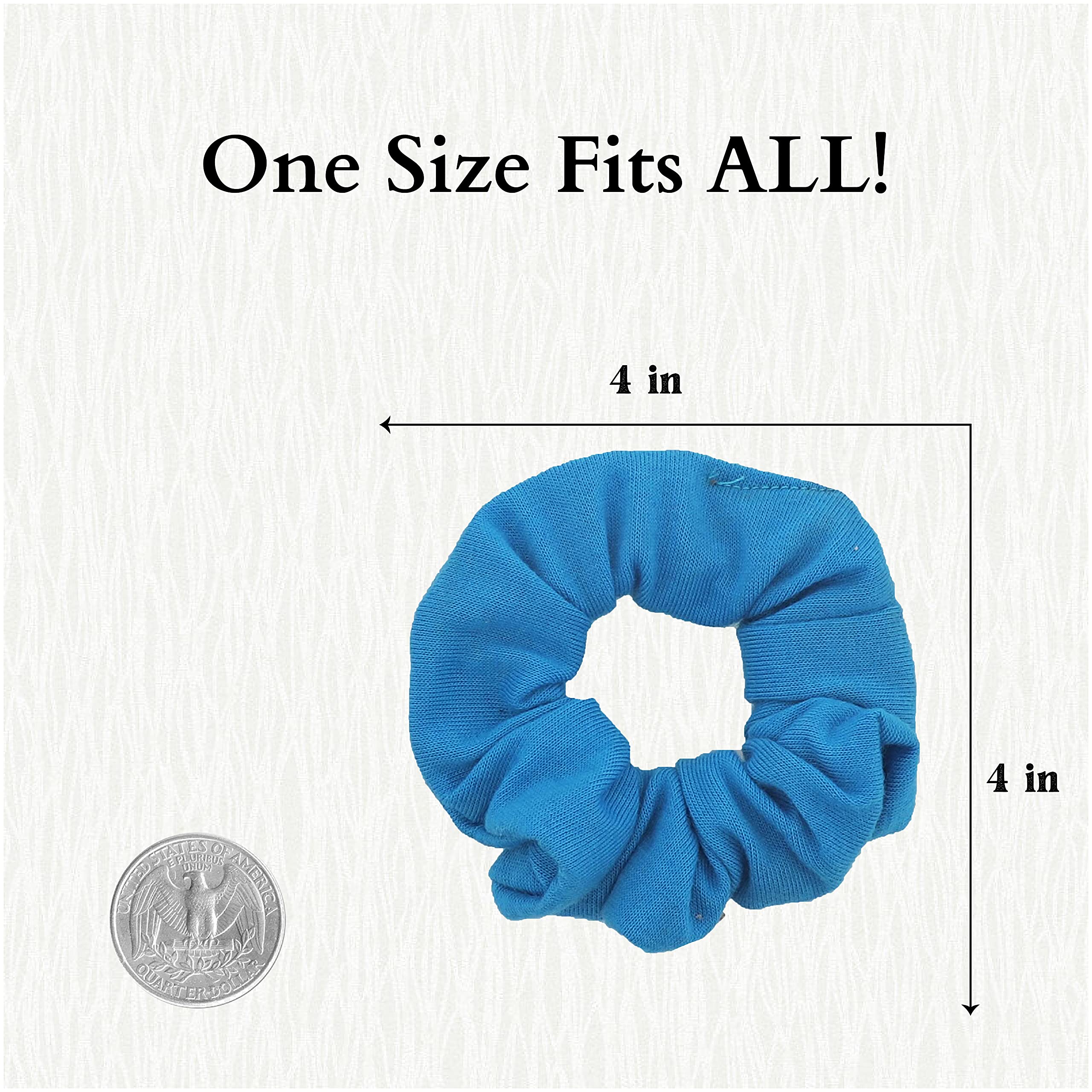 12 Pack Solid Hair Ties Scrunchies (Blue)