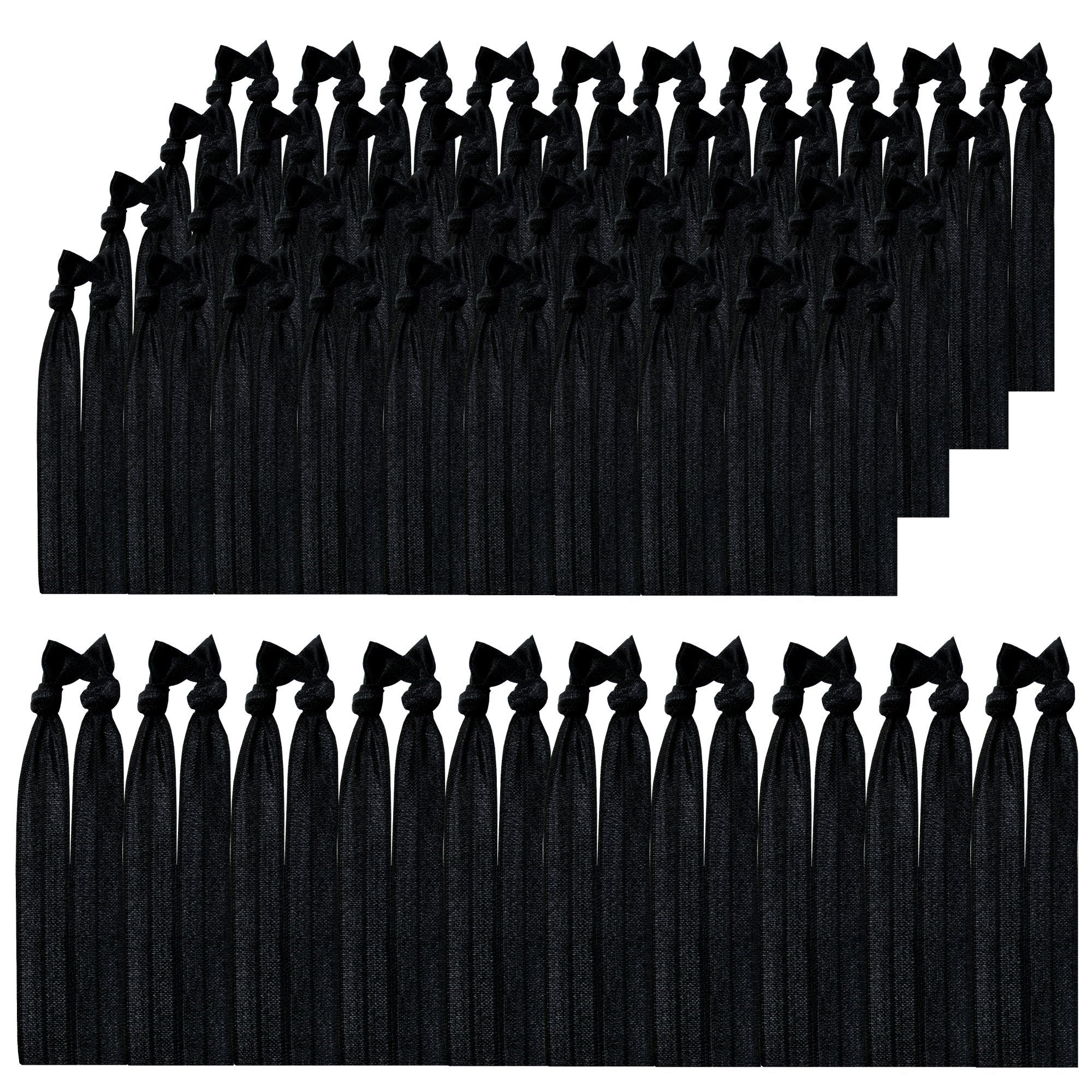 Syleia Hair Ties, Pack Of 100 Black, Elastic Band, Ponytail Holders, Stretchy, No-Damage, Metal-Free