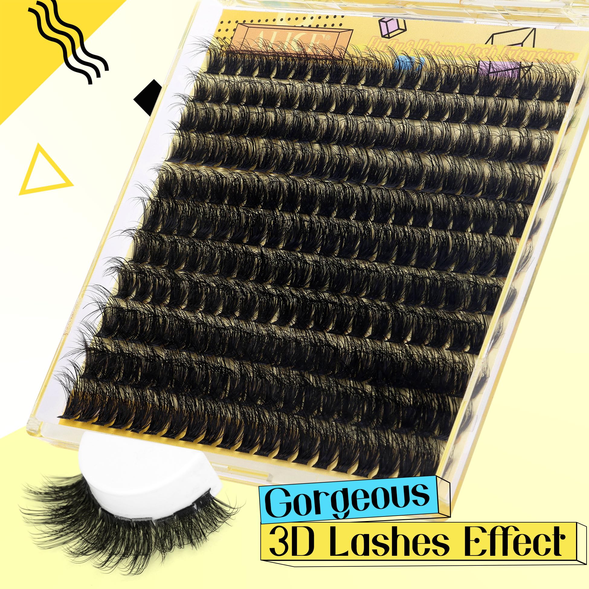 Alice Fluffy Lash Extensions Thick 3D Volume Lash Clusters Diy Cluster Eyelash Extensions 220Pcs Wispy Individual Lashes Mink Lo