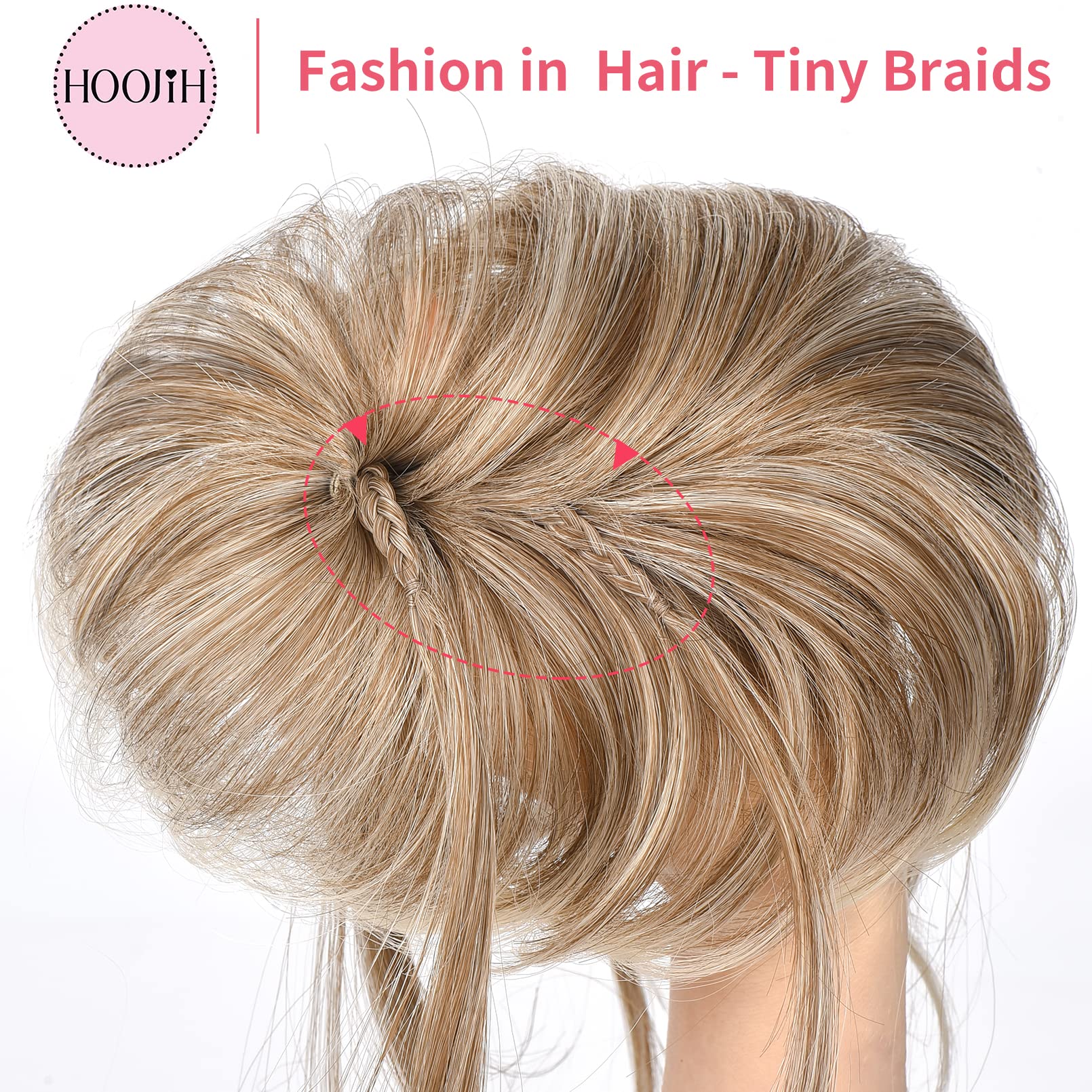 HOOJIH Messy Bun Hair Piece, Super Long Tousled Updo Hair Bun Extensions Wavy Hair Wrap Ponytail Hairpieces Hair Scrunchies with