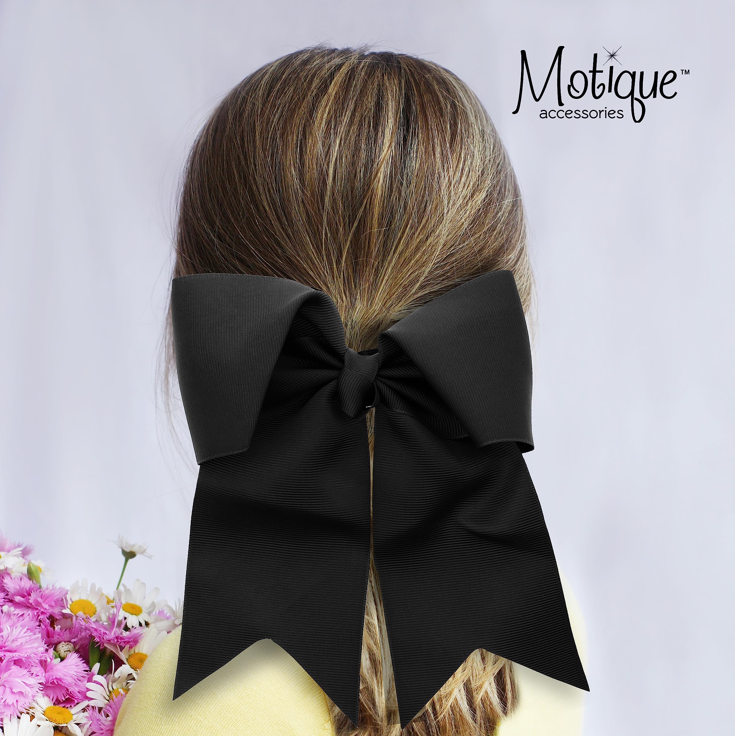 Black Jumbo Bow Pony With Tails