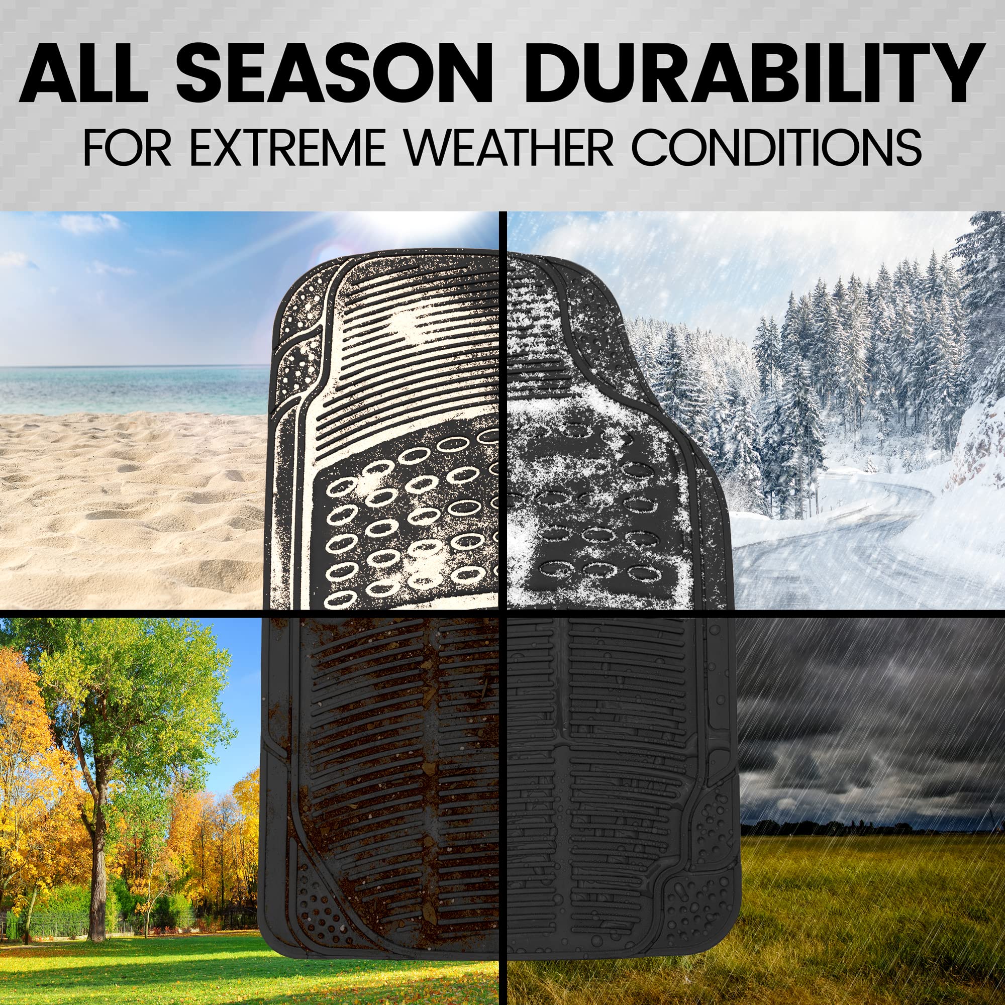 Bdk Contour Liners - Original Heavy Duty Rubber Floor Mats For Car Suv Truck  Van - All Weather Protection (Original)